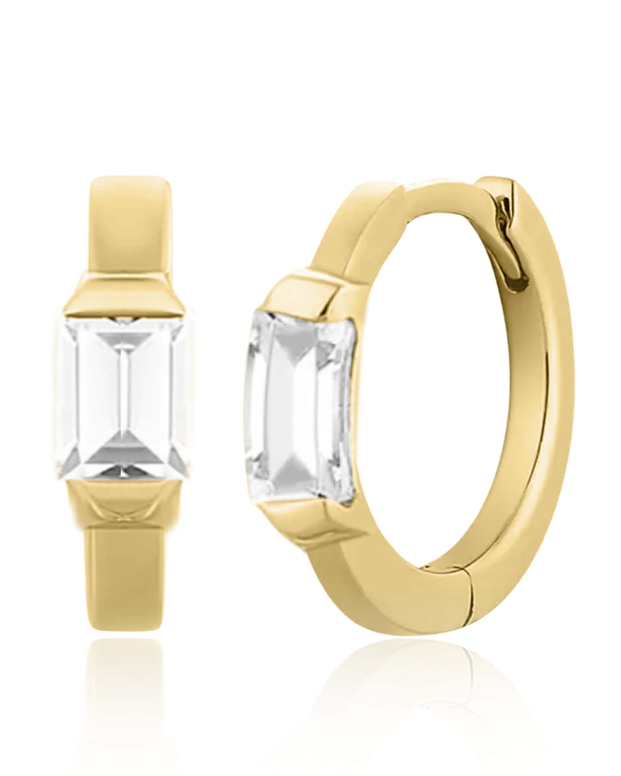 Bliss Baguette Crystal Eternity Hoop Huggie Earrings