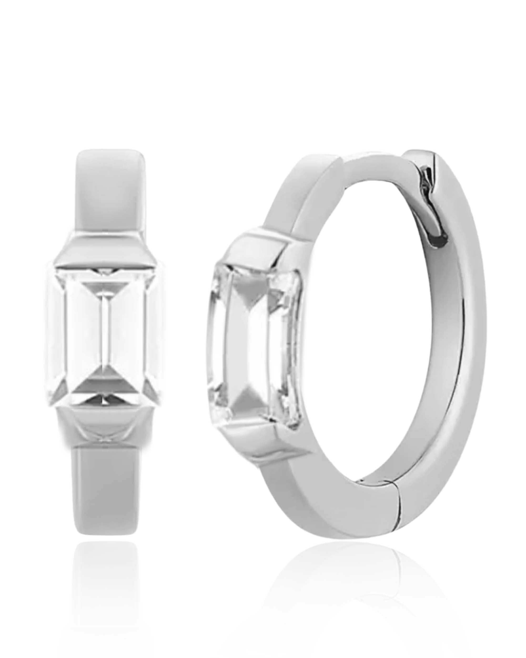 Bliss Baguette Crystal Eternity Hoop Huggie Earrings