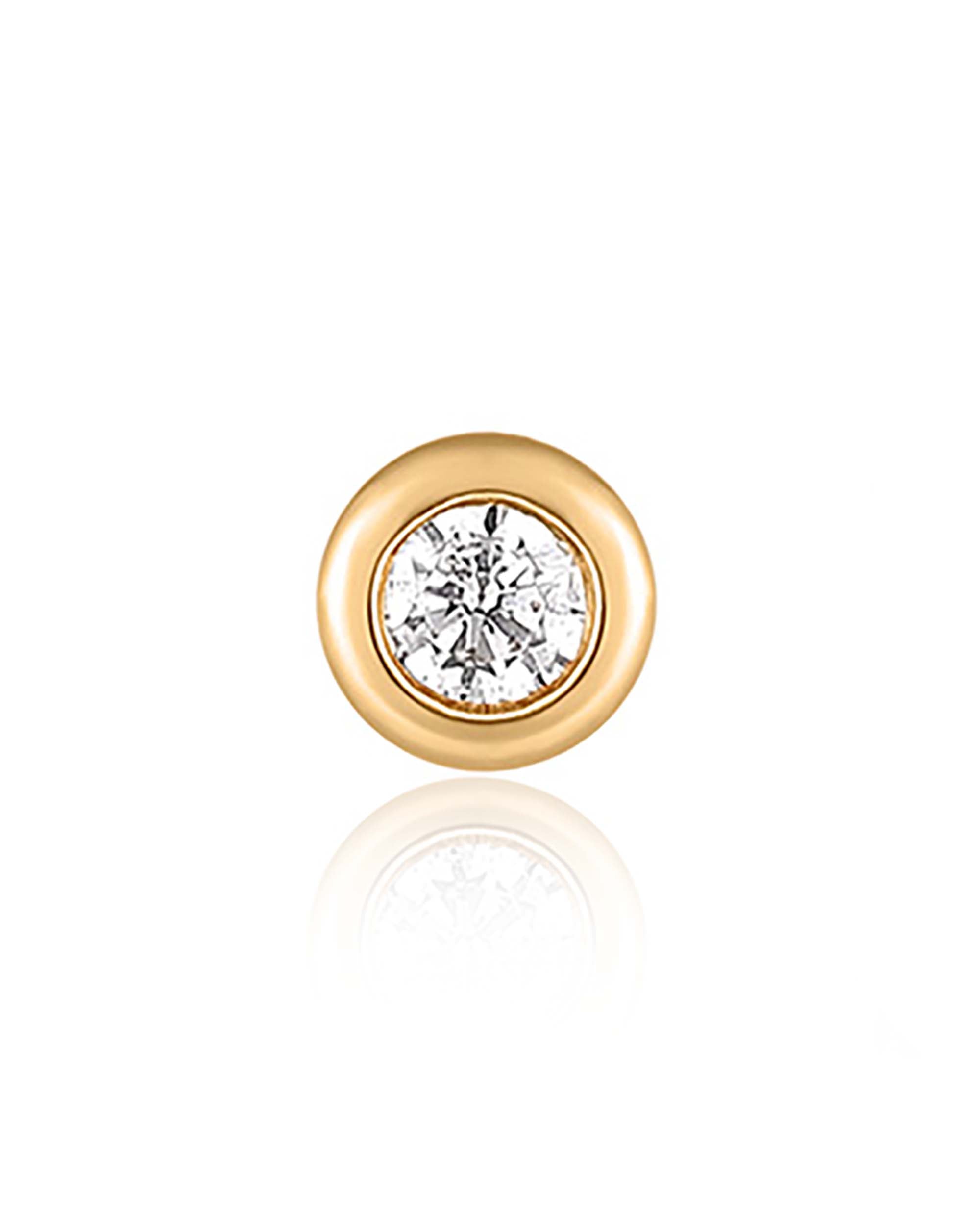 Bonbon Crystal Bezel Threaded 14K Gold Earring Stud