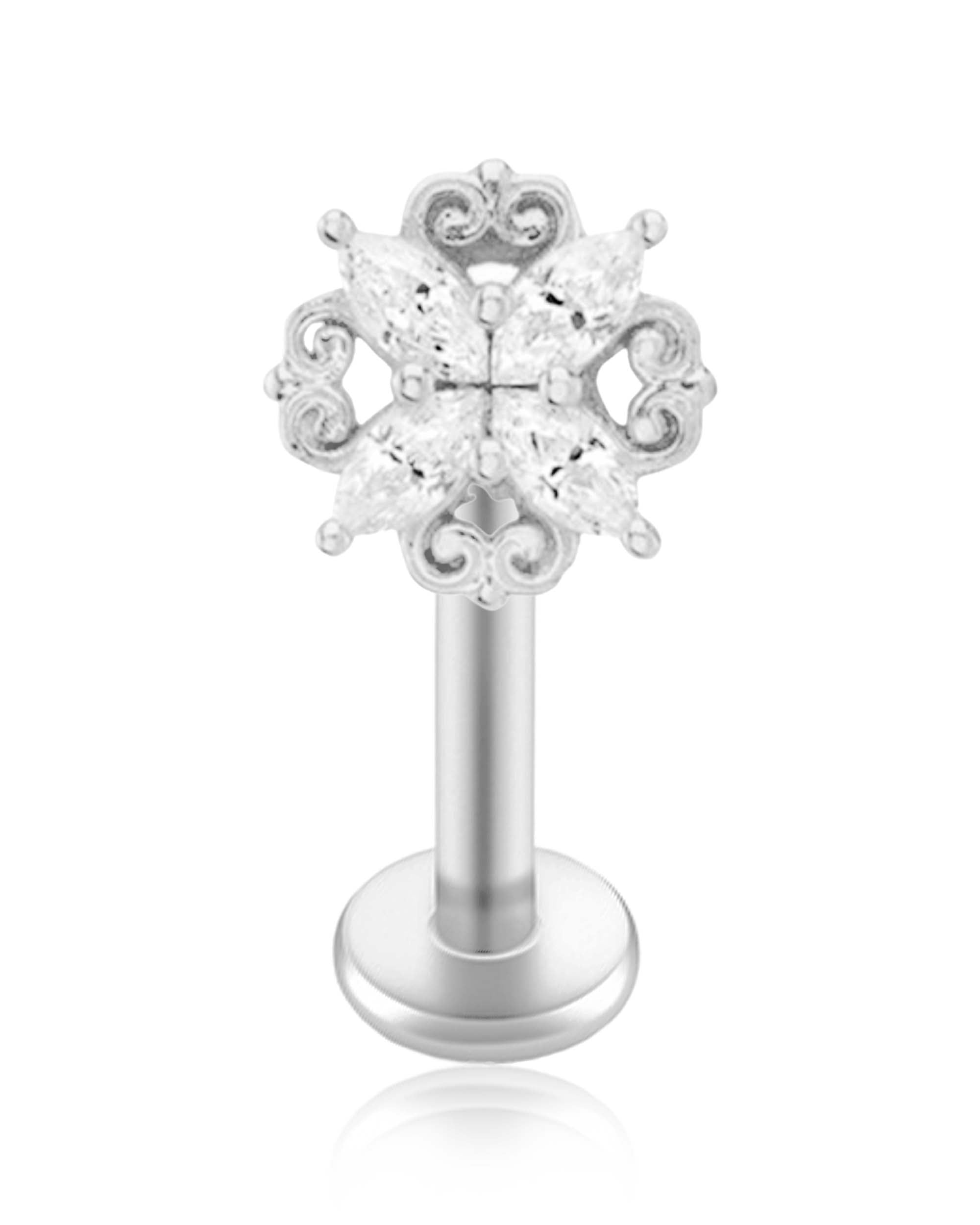 Cathedrale Milgrain Beaded Ear Piercing Stud
