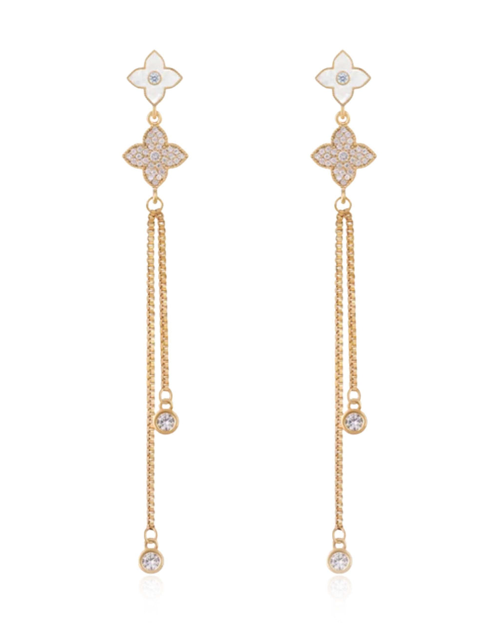 Chamonix Clover Chain Stud Earrings