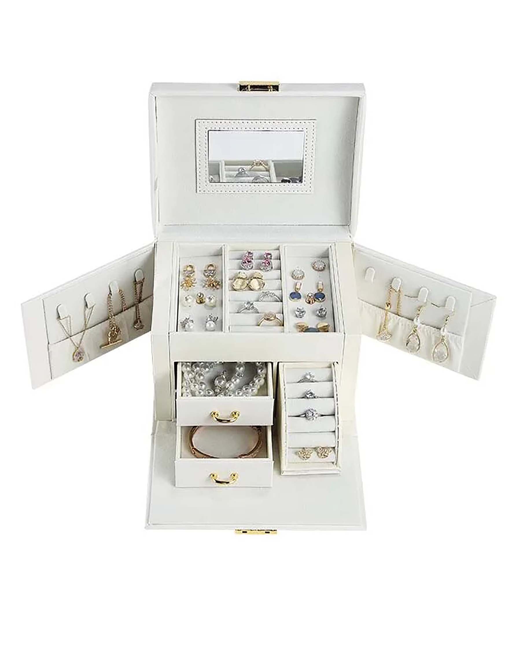 Charlotte Faux Leather Trunk Jewelry Box