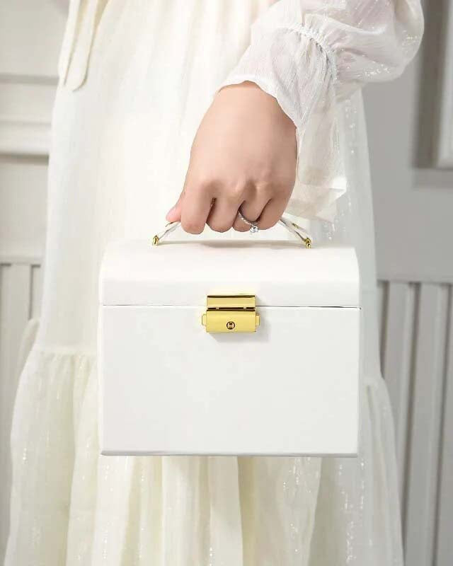 Charlotte Faux Leather Trunk Jewelry Box