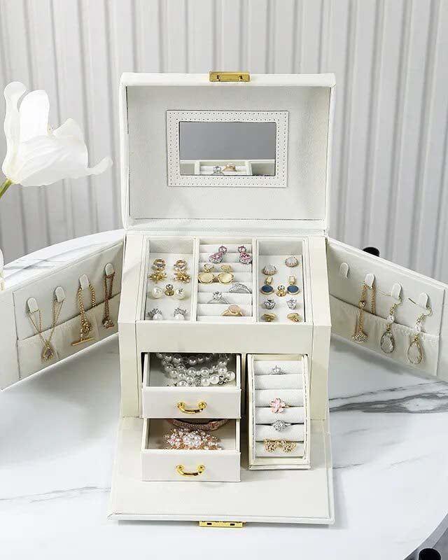 Charlotte Faux Leather Trunk Jewelry Box