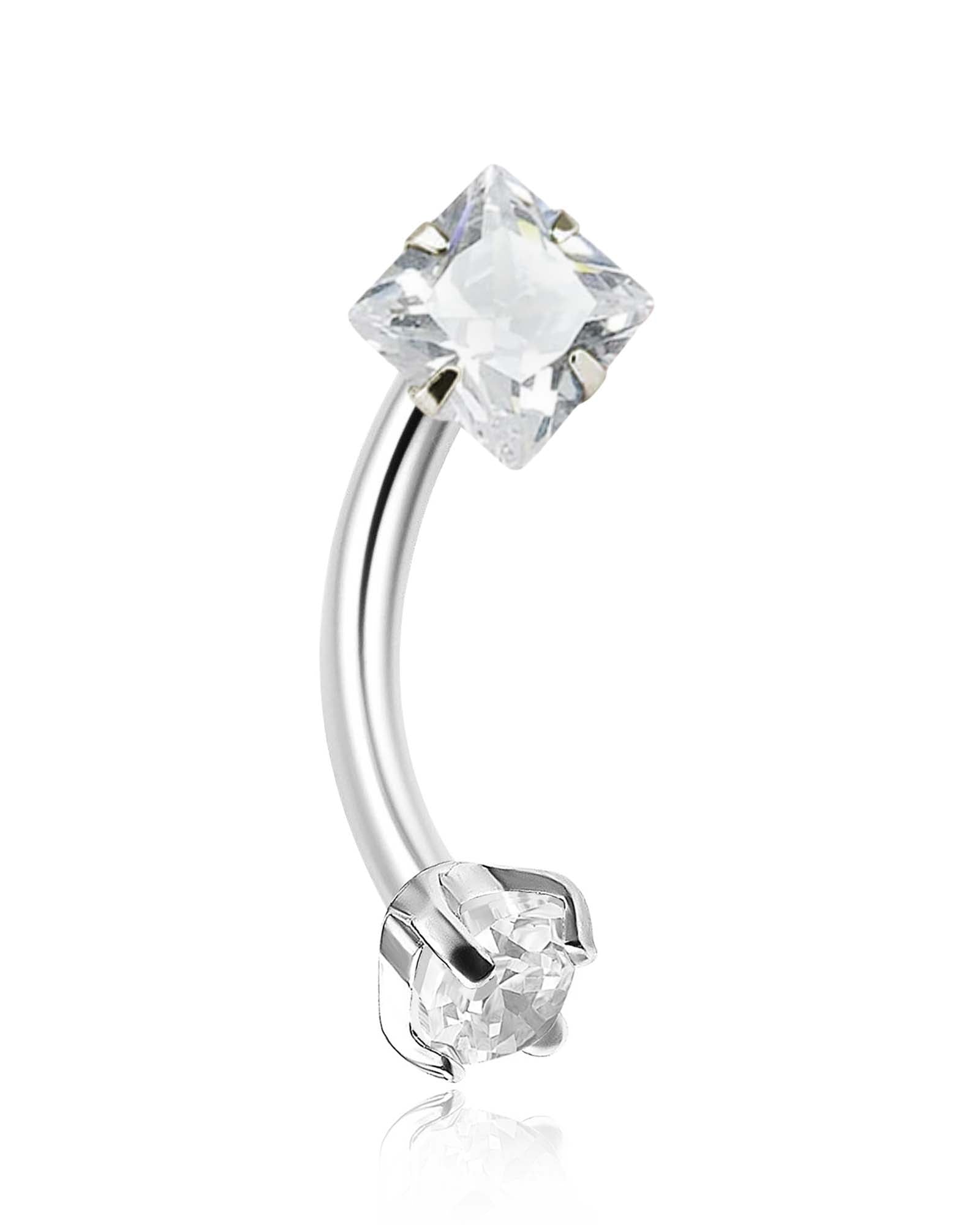 Clara Crystal Square Curved Barbell