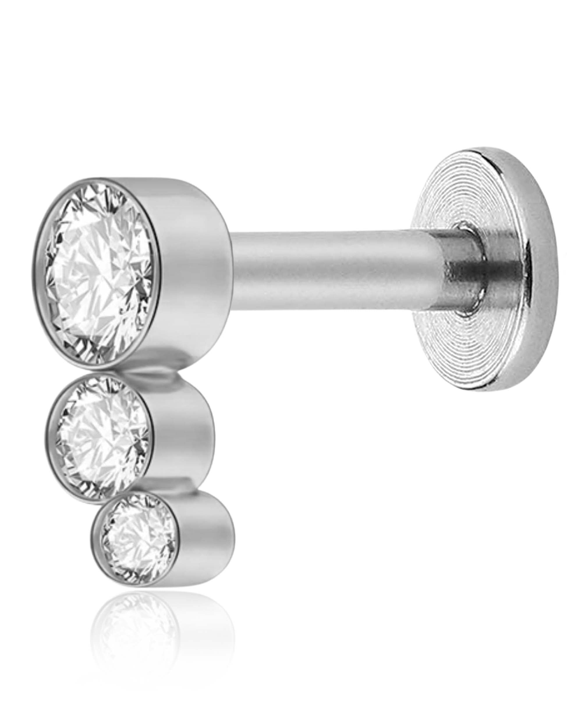 Crescendo Triple Bezel Tapered Ear Piercing Stud