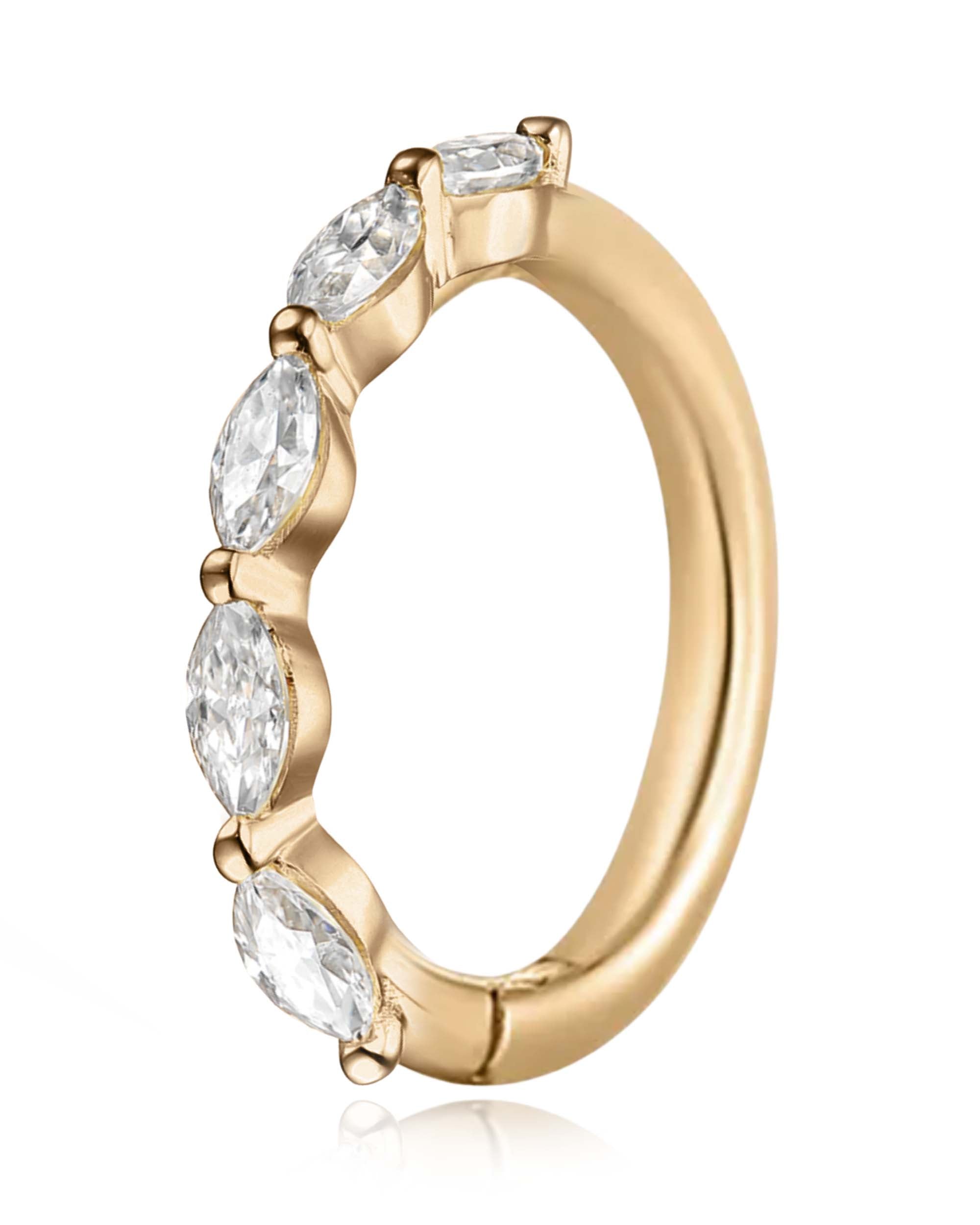 Decandence Crystal Marquise Eternity Hinged Segment Hoop Ring Clicker