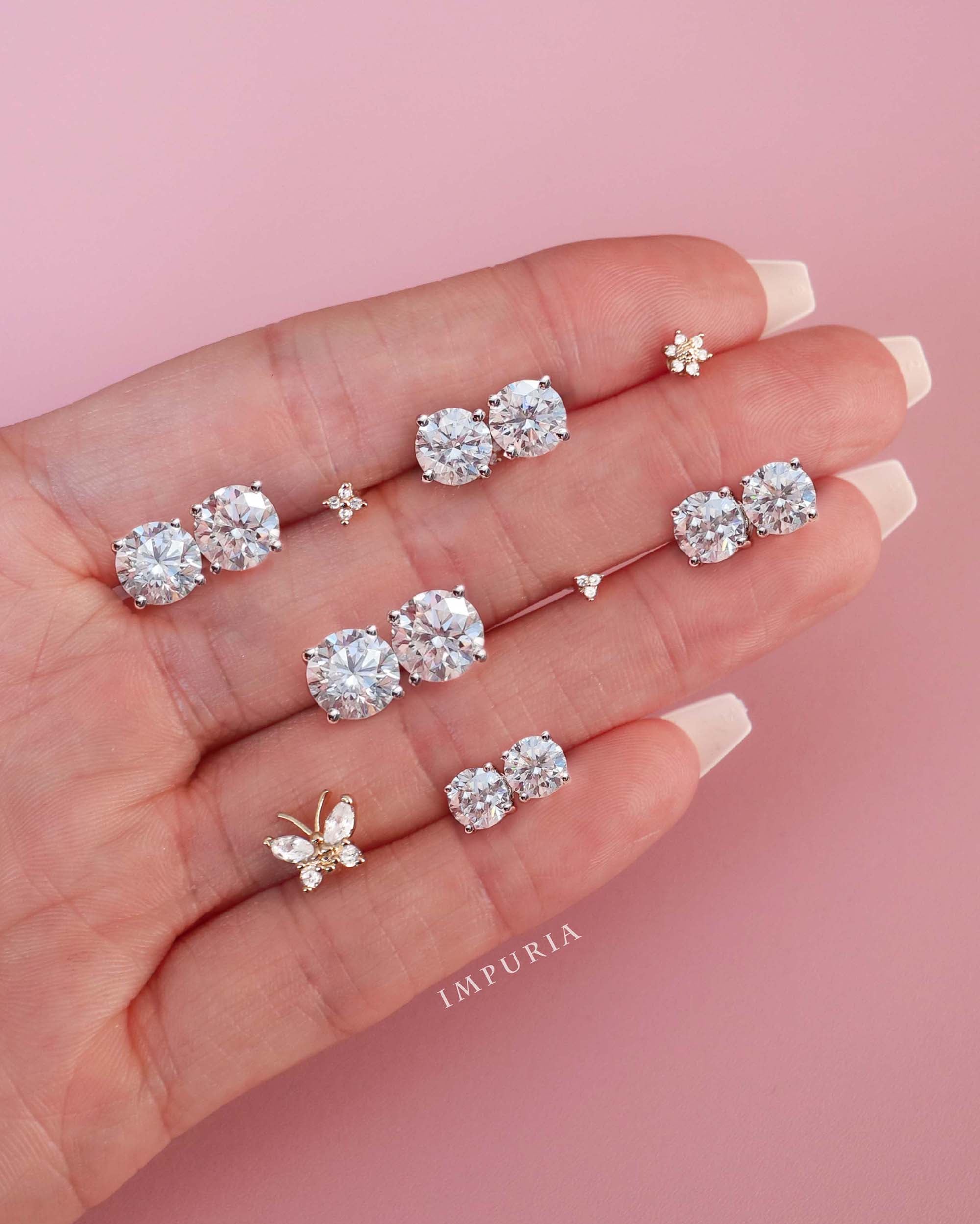 Diamante Moissanite Prong Sterling Silver Stud Earrings