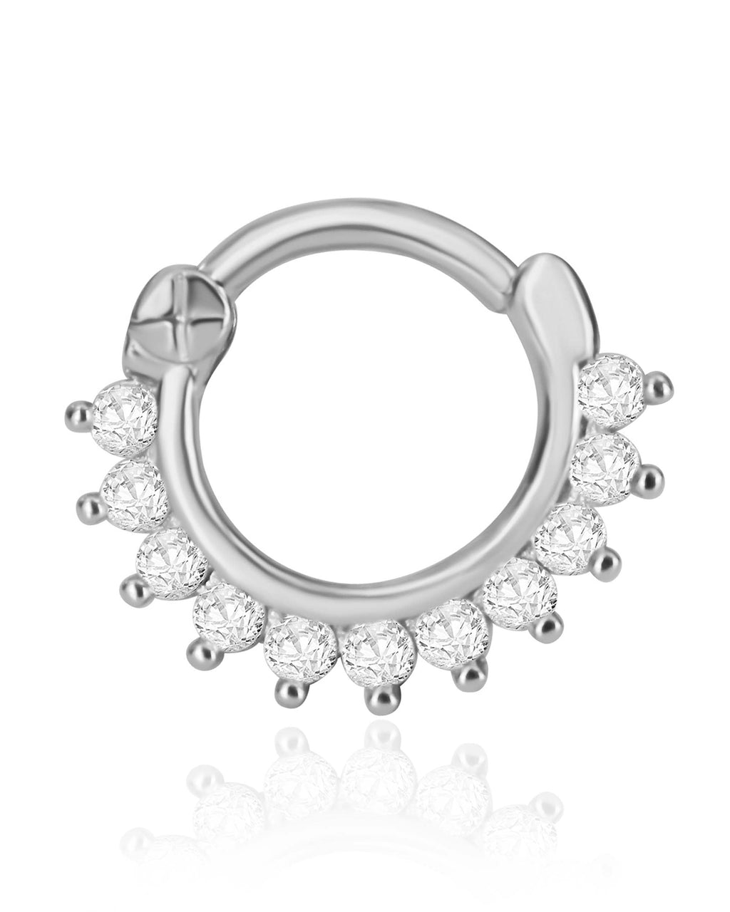 Divine Crystal Prong Earring Ear Piercing Ring Hoop Clicker