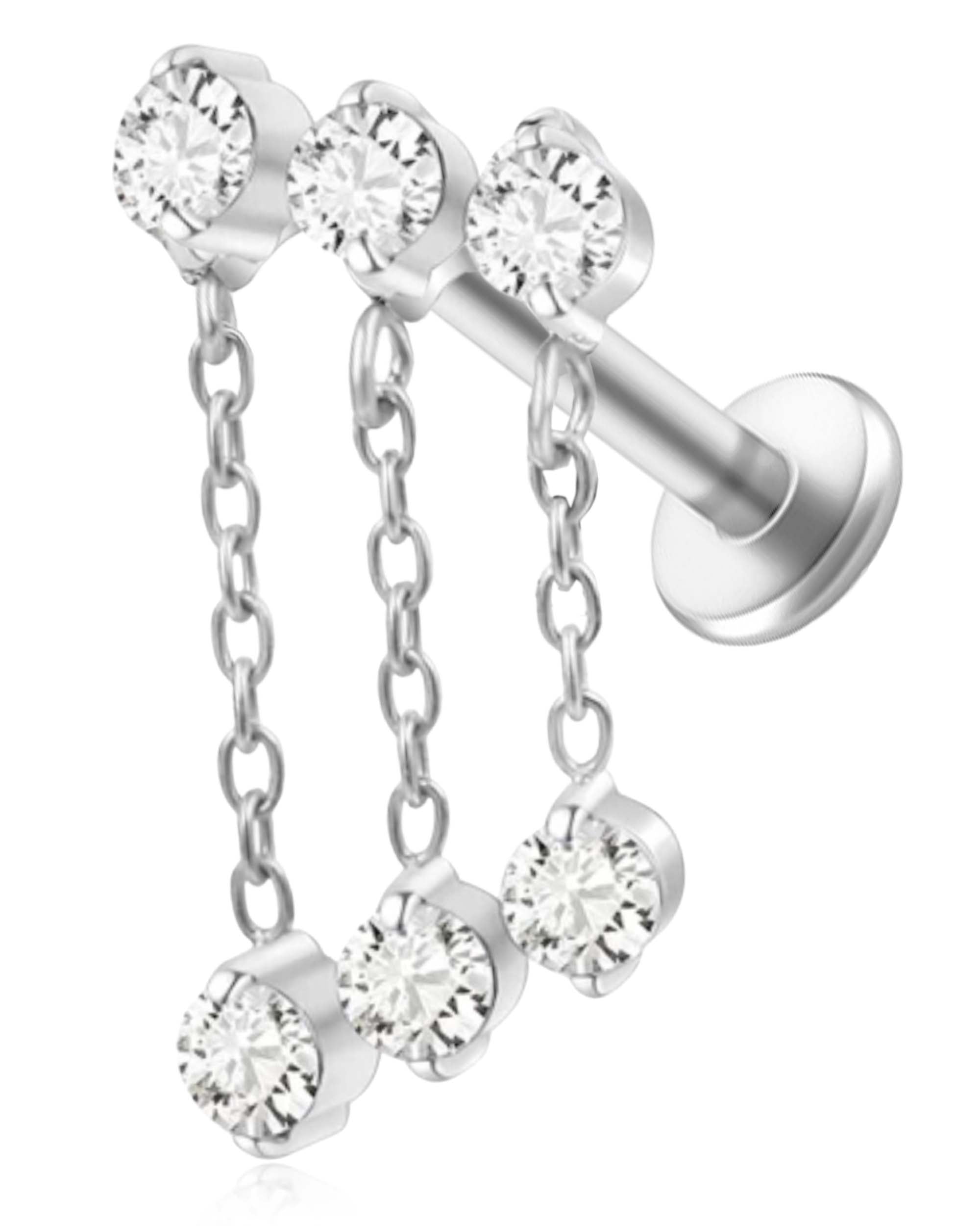 Drizzle Crystal Chain Drop Ear Piercing Earring Stud