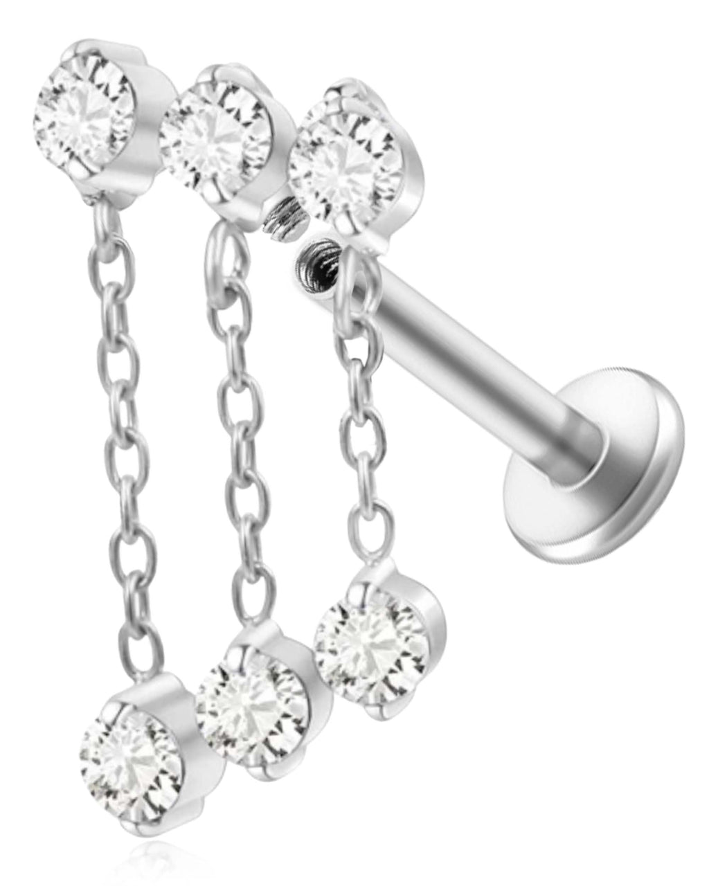 Drizzle Crystal Chain Drop Ear Piercing Earring Stud