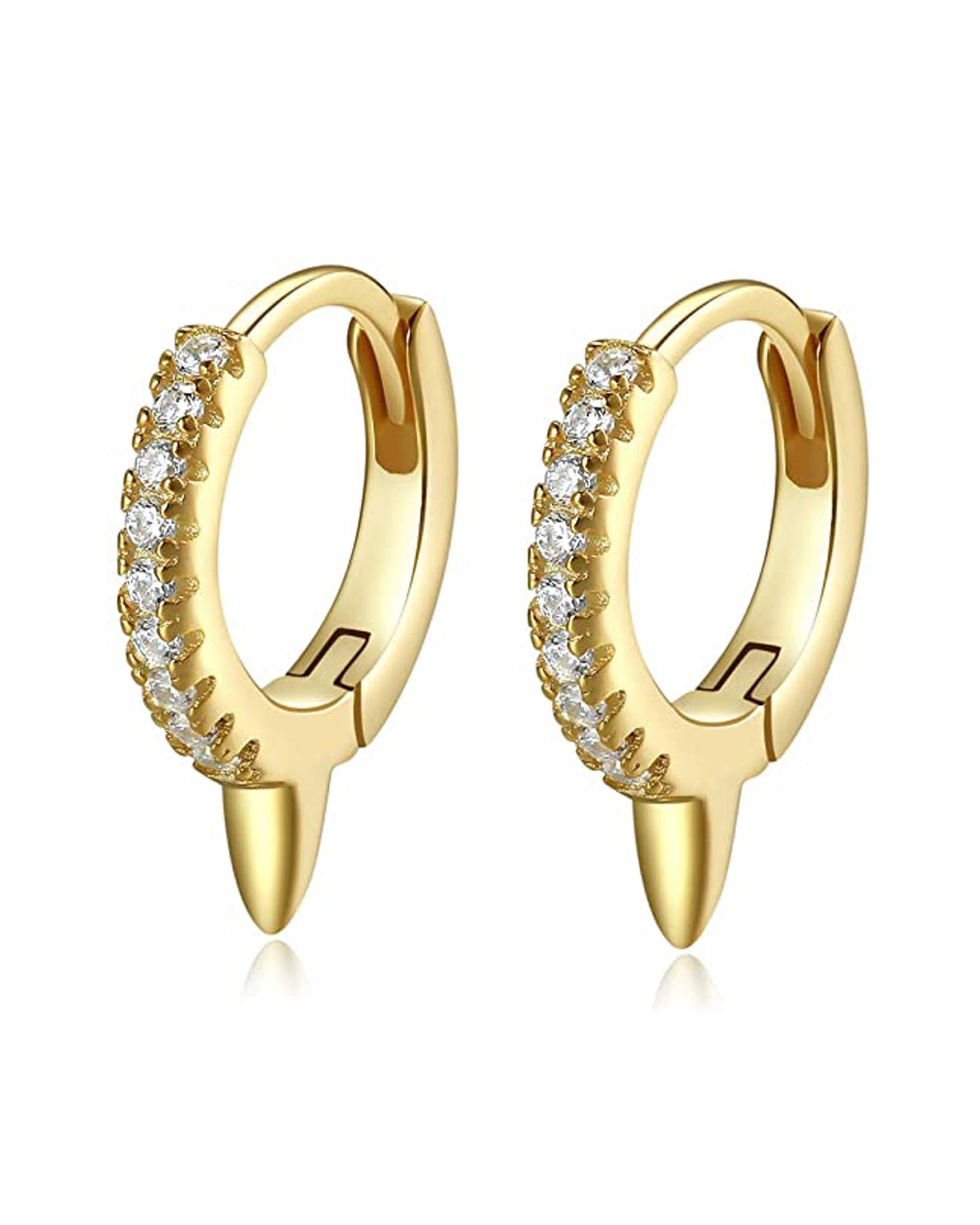 Eli Crystal Pave Single Spike Eternity Hoop Huggie Earrings