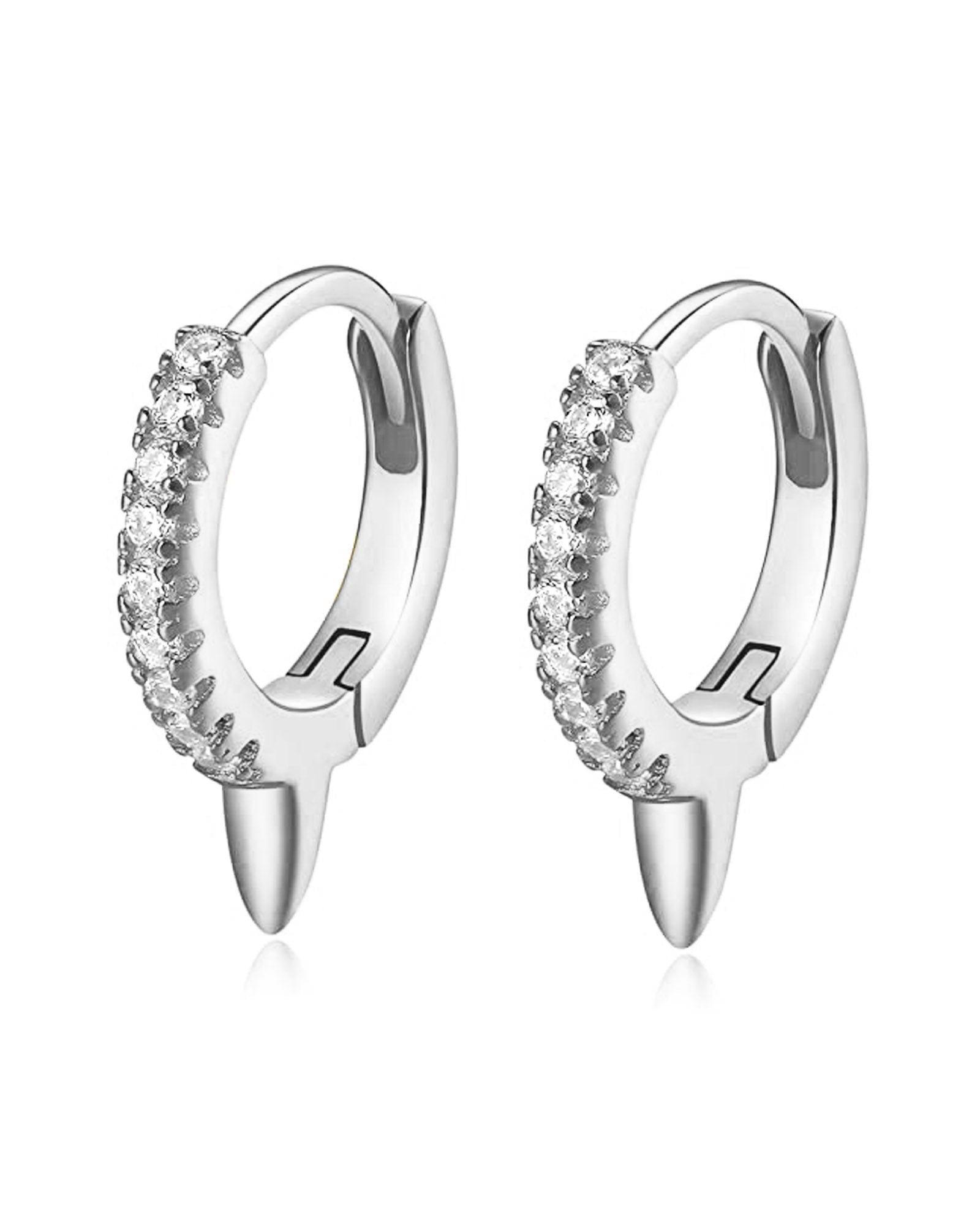 Eli Crystal Pave Single Spike Eternity Hoop Huggie Earrings