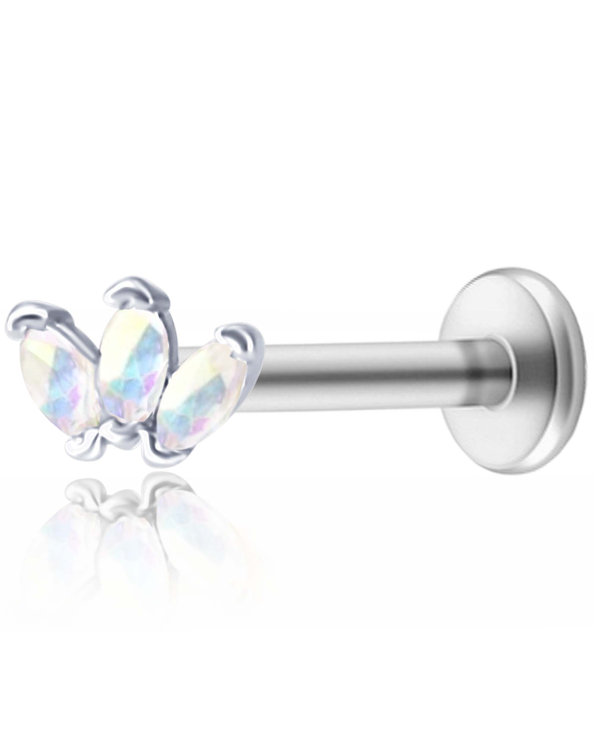 Elixir Aurora Borealis Triple Marquise Crystal Ear Piercing Earring Stud