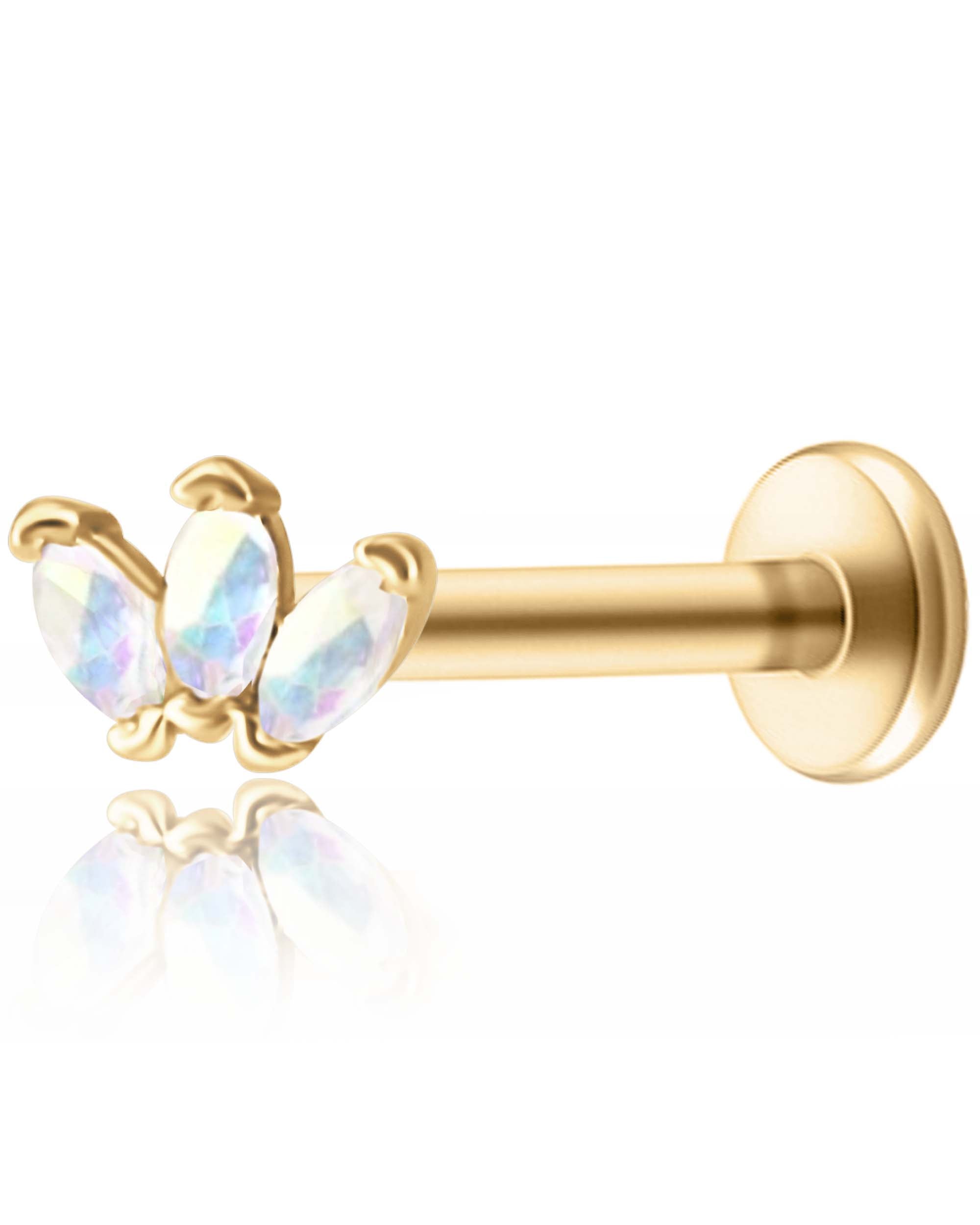 Elixir Aurora Borealis Triple Marquise Crystal Ear Piercing Earring Stud