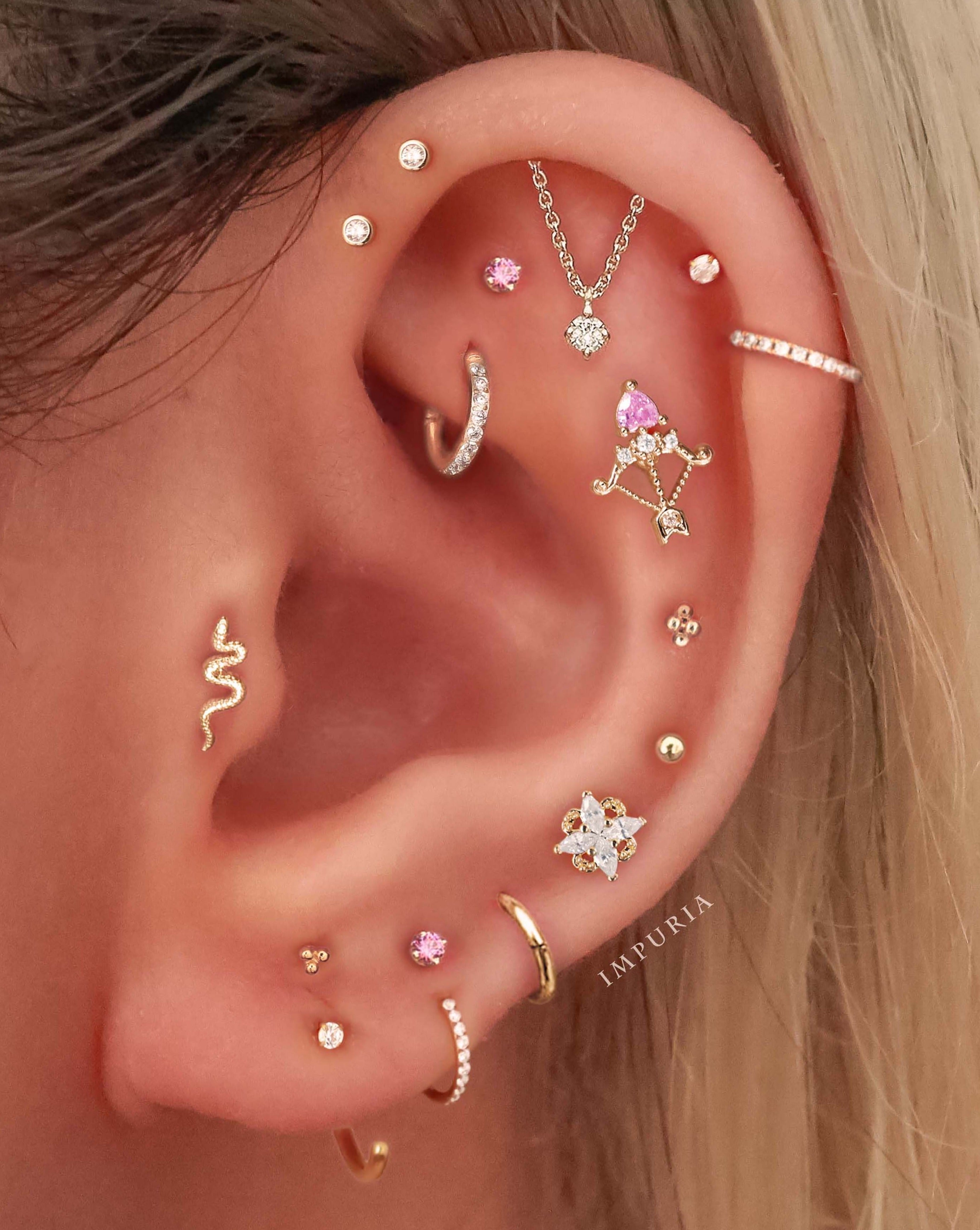 Serpent Polished Snake Ear Piercing Earring Stud