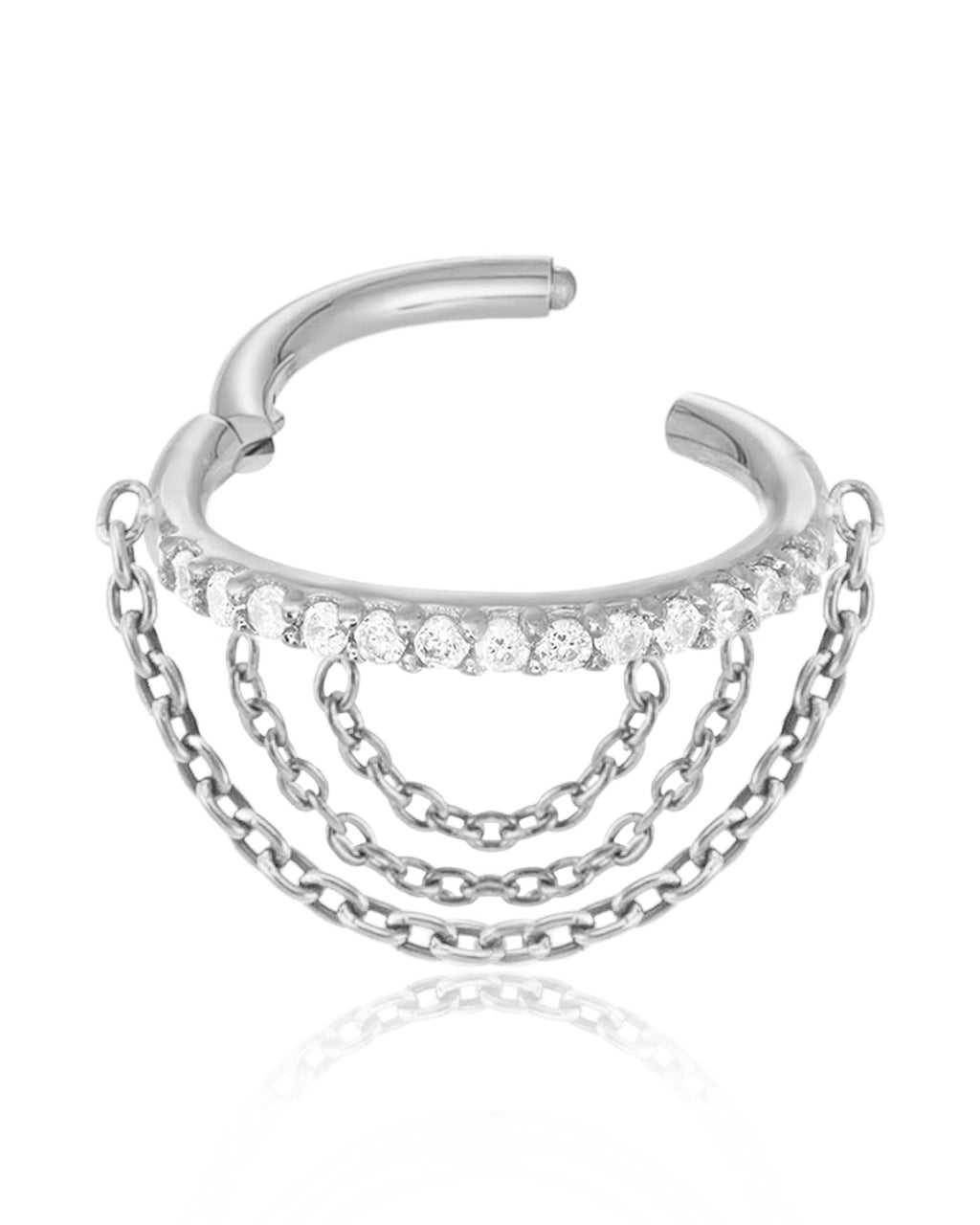 Flow Triple Chain Drop Hoop Ring Clicker