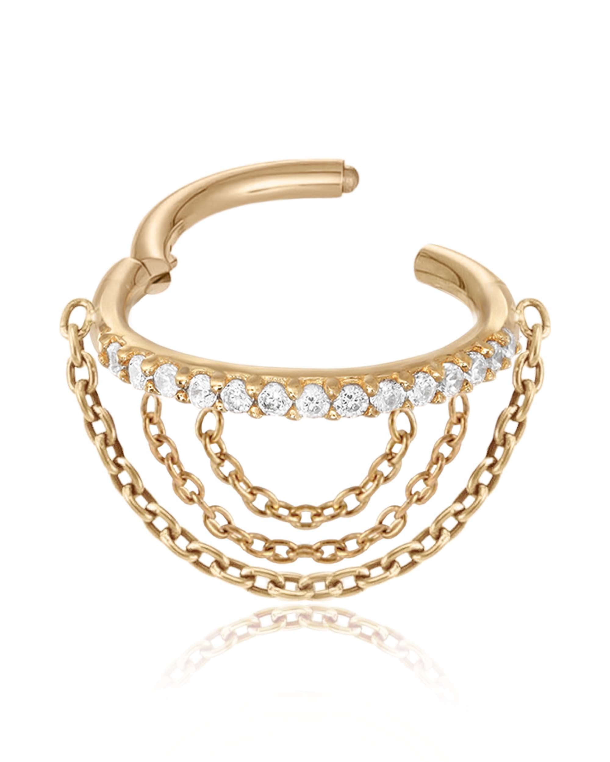 Flow Triple Chain Drop Hoop Ring Clicker
