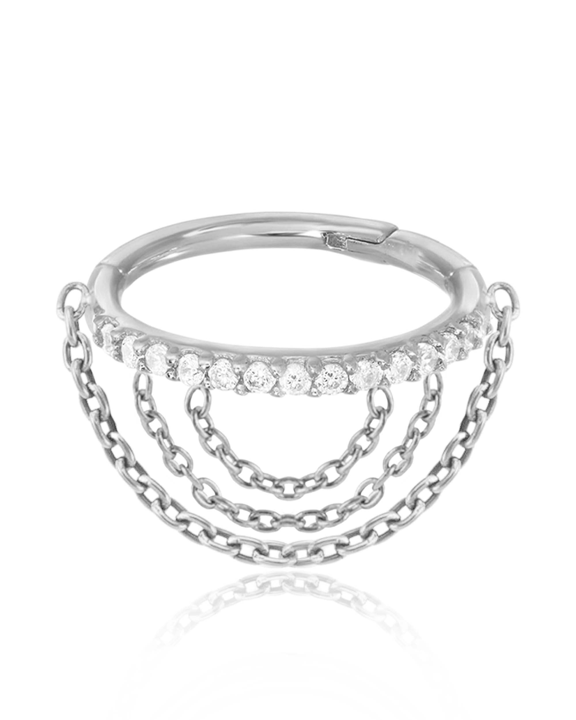 Flow Triple Chain Drop Hoop Ring Clicker