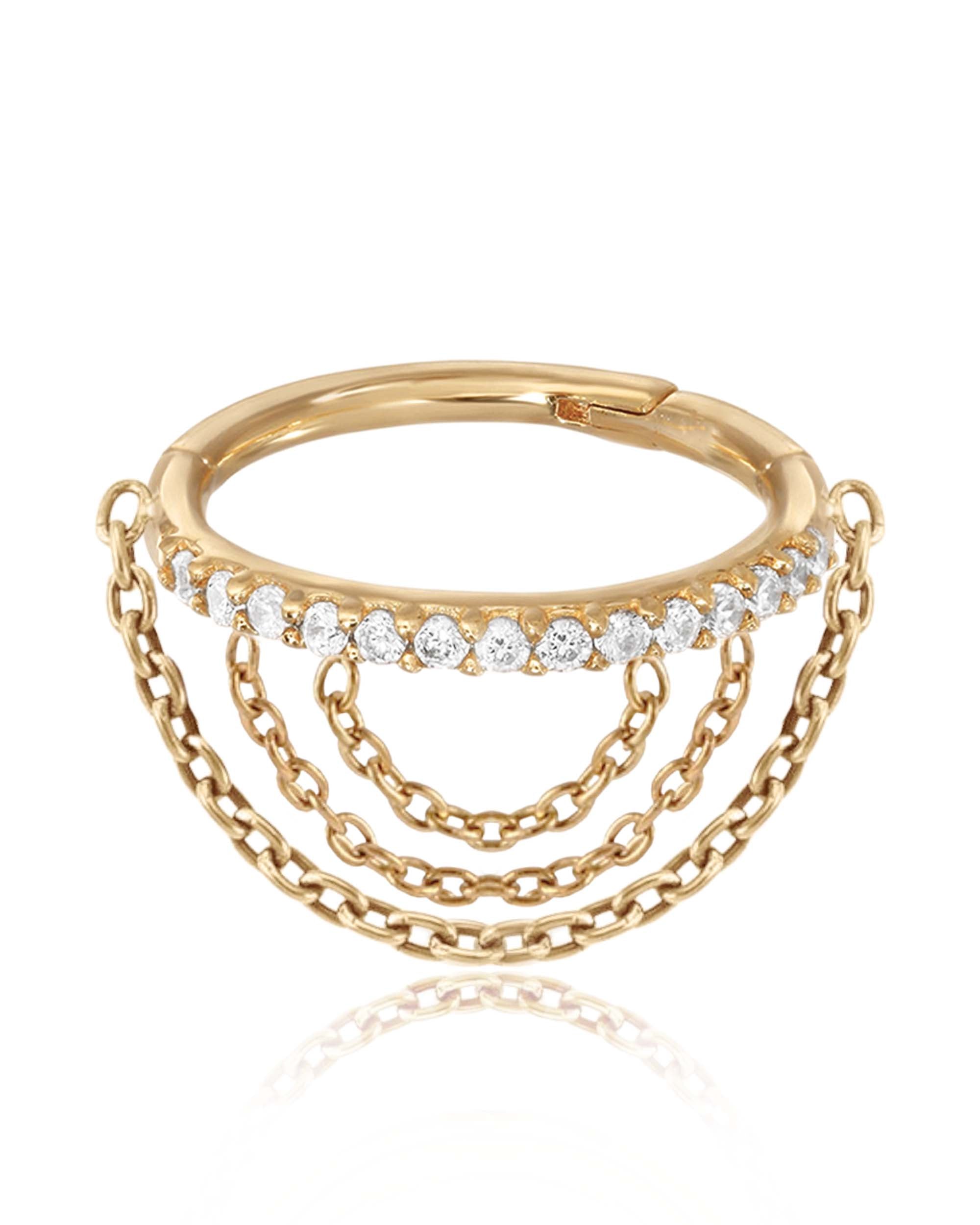 Flow Triple Chain Drop Hoop Ring Clicker