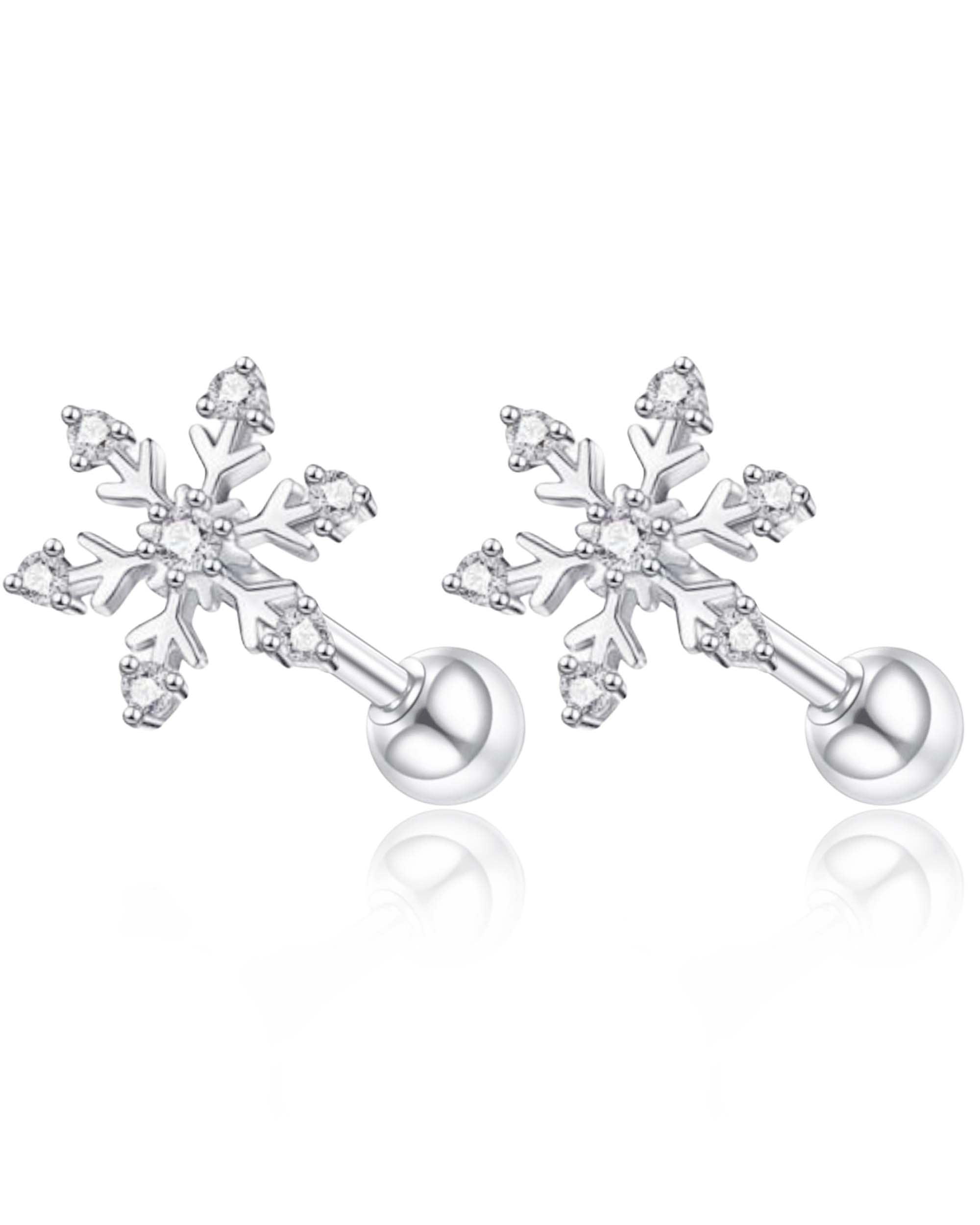 Frozen Crystal Snowflake Ear Piercing Earring Stud Set