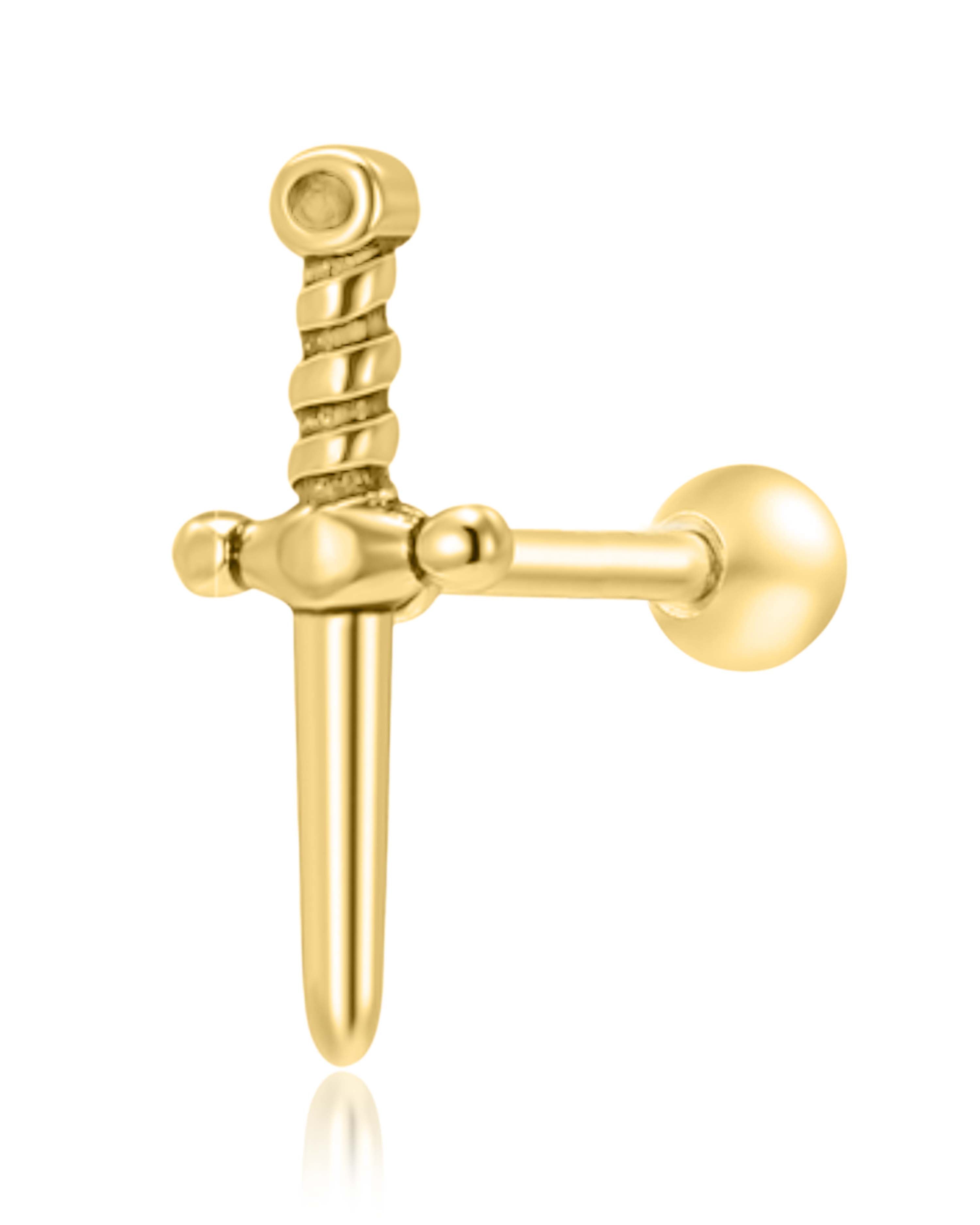 Gladiator Polished Dagger Ear Piercing Earring Stud