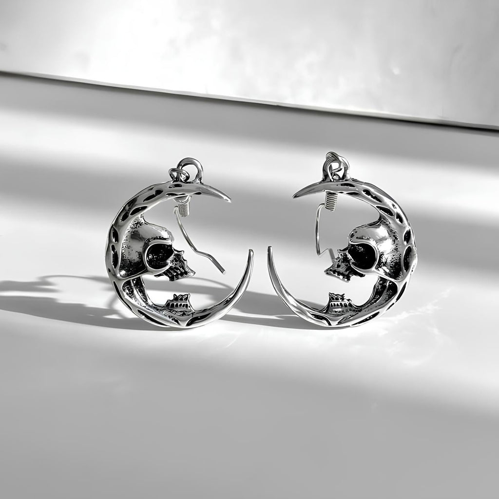 Skull Moon Earrings