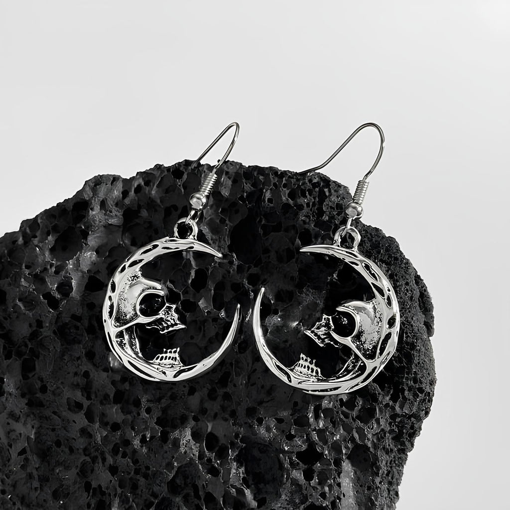 Skull Moon Earrings