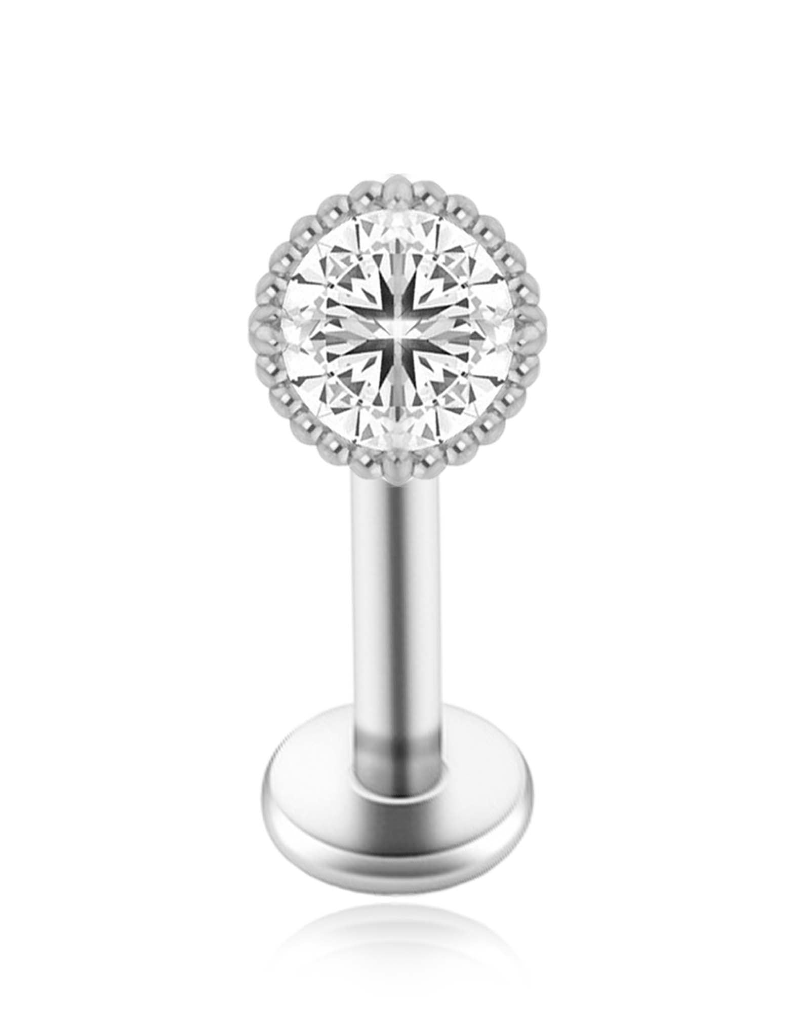 Halo Circle Crystal Milgrain Ear Piercing Stud