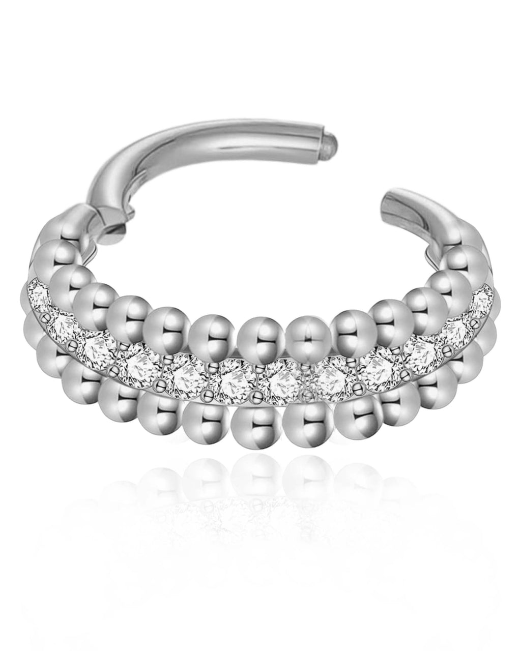 Halcyon Pave Beaded Hoop Ring Clicker