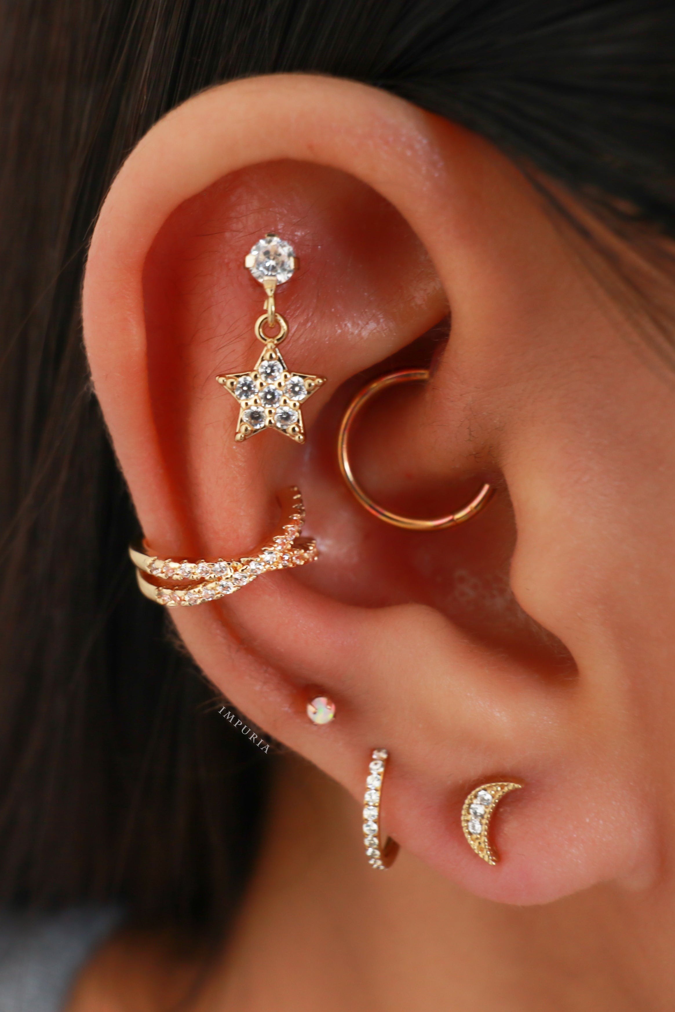 Olivia Crystal Pave Criss Cross X Ear Cuff Earring Set
