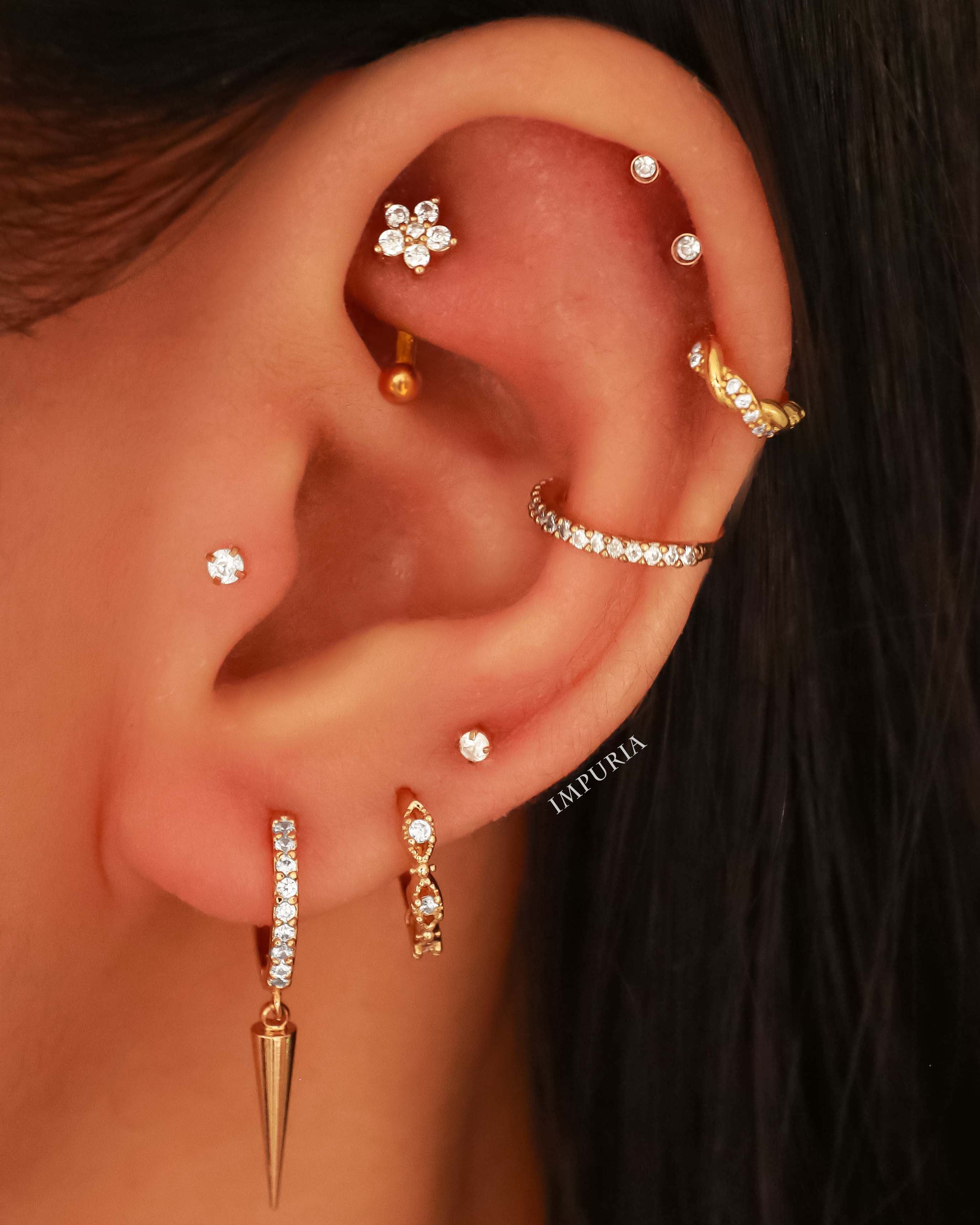 Glitter Crystal Pave Eternity Ear Cuff Earring Set