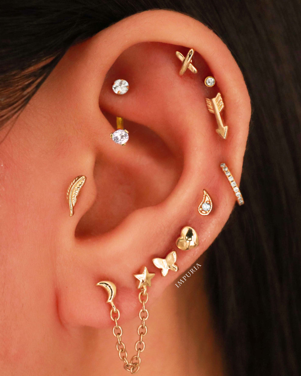 Criss Cross X Polished Ear Piercing Earring Stud Set