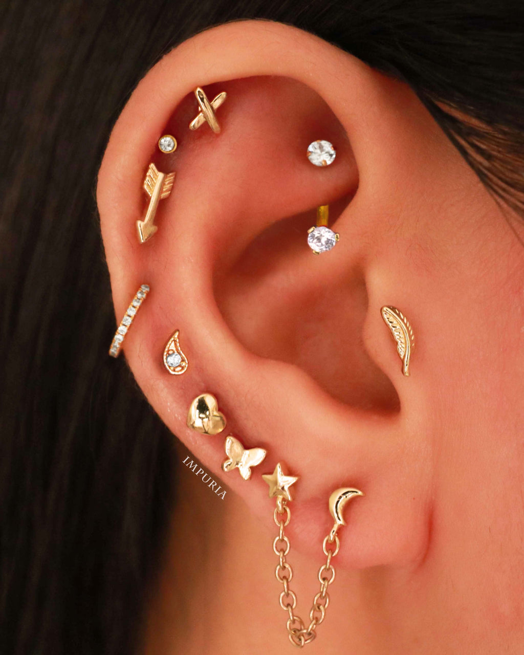 Darling Heart Polished Ear Piercing Earring Stud Set
