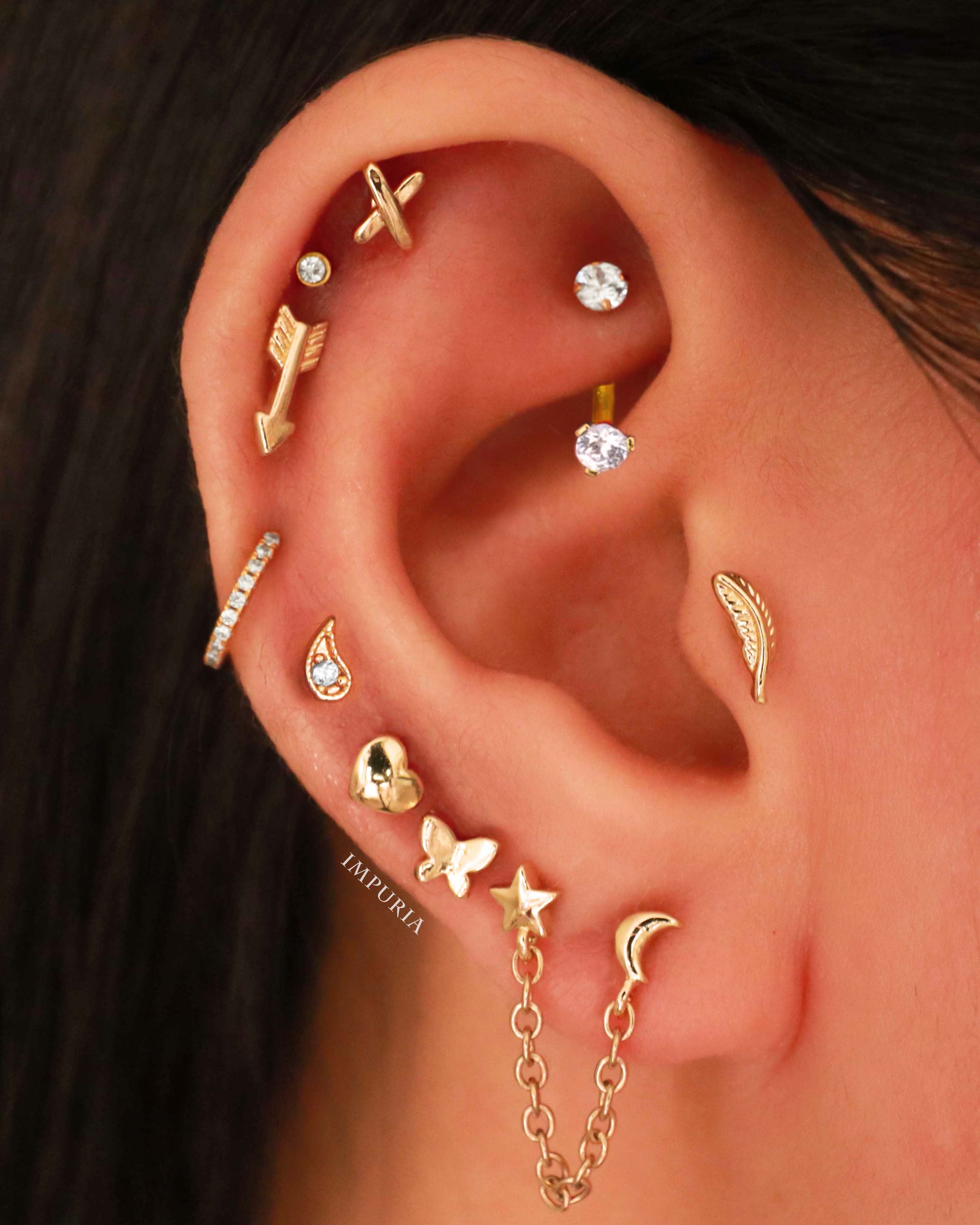 Darling Heart Polished Ear Piercing Earring Stud Set