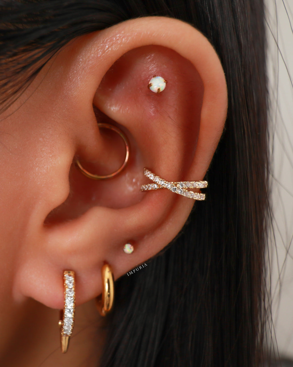 Olivia Crystal Pave Criss Cross X Ear Cuff Earring Set