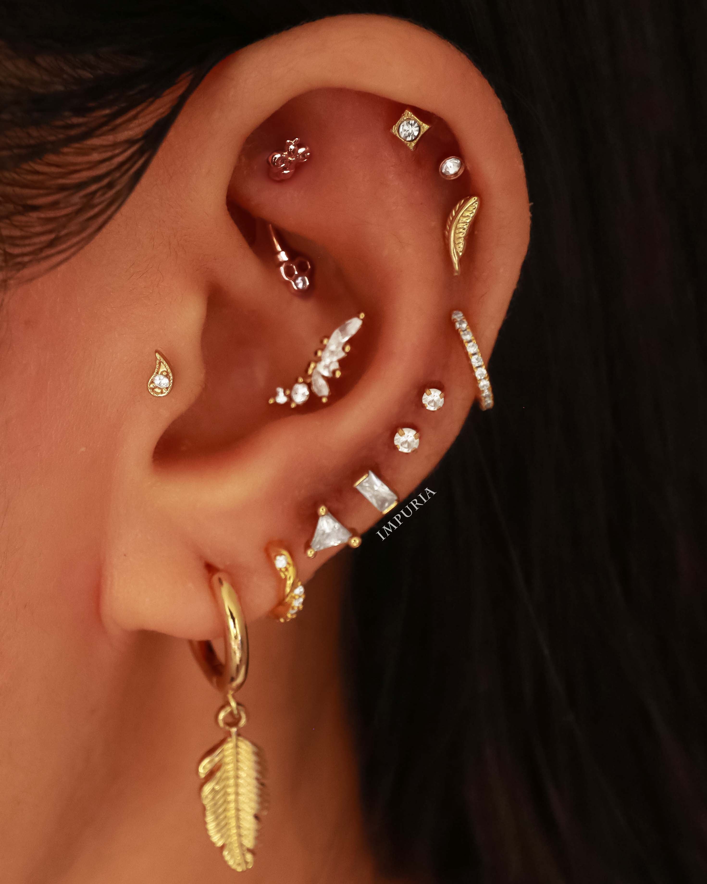 Rainn Teardrop Crystal Ear Piercing Earring Stud