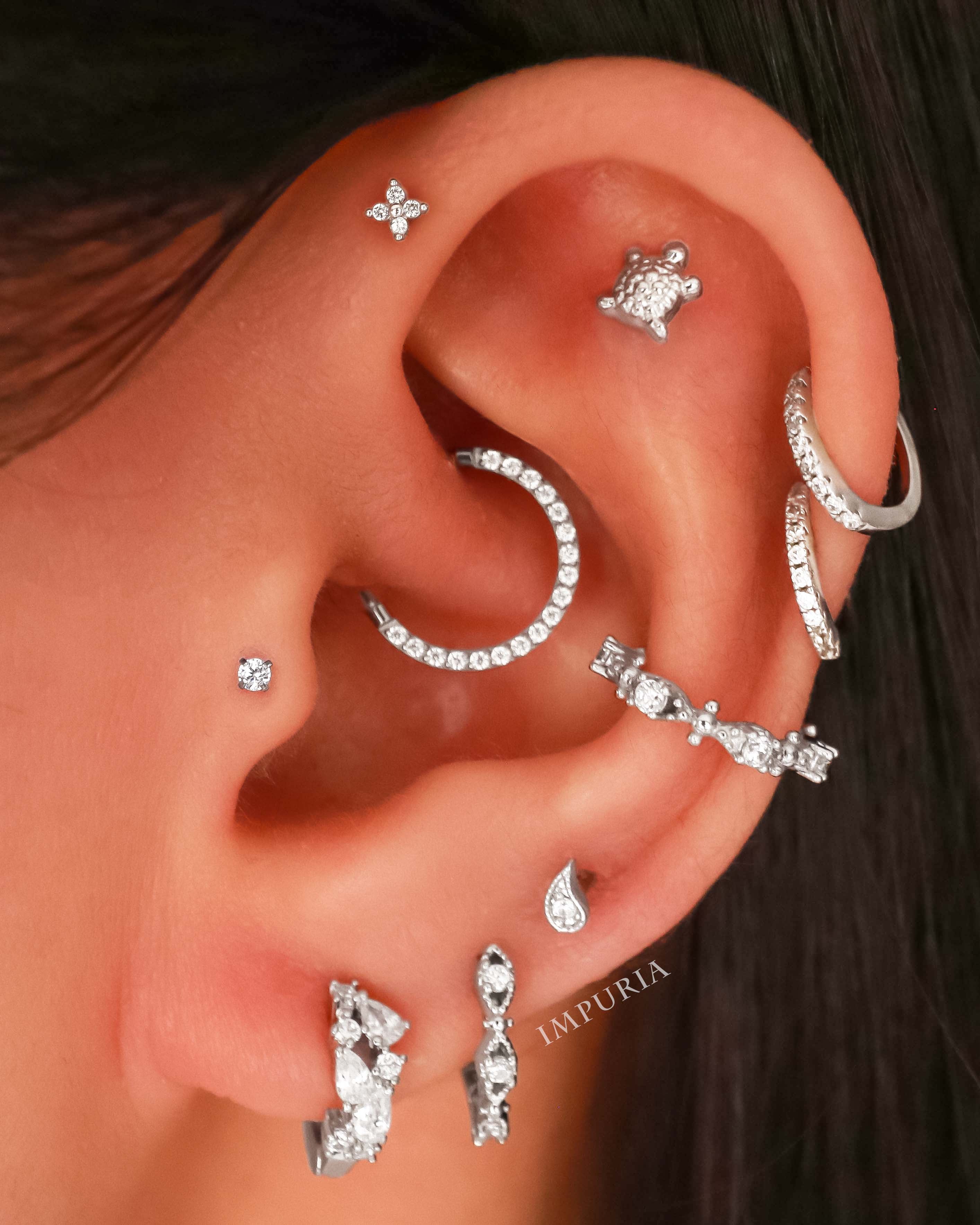 Eternity Crystal 14K Gold Ear Piercing Stud