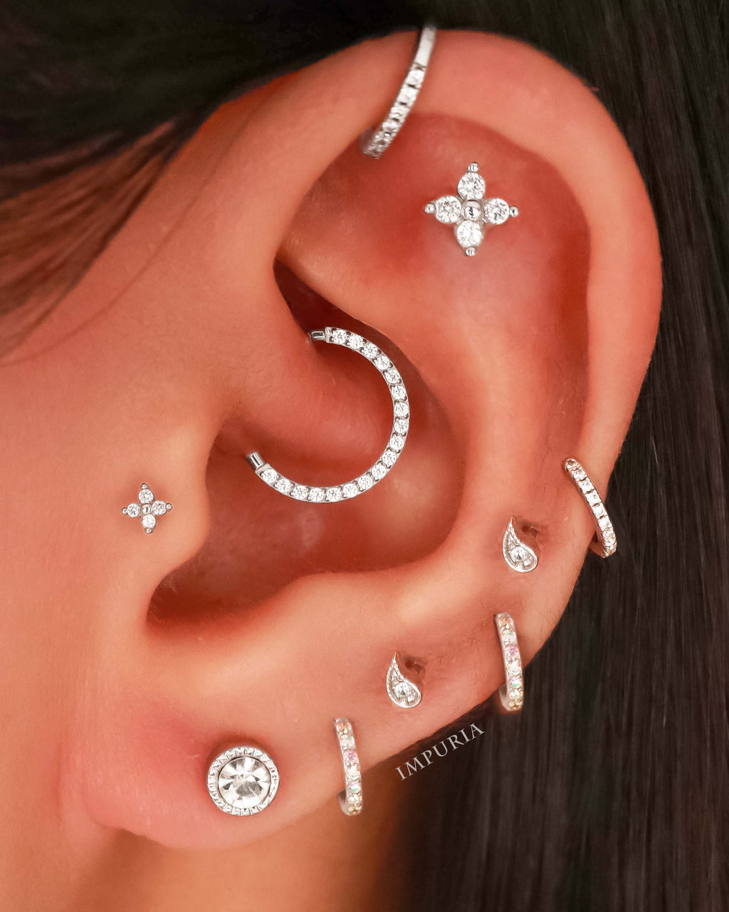 Rainn Teardrop Crystal Ear Piercing Earring Stud