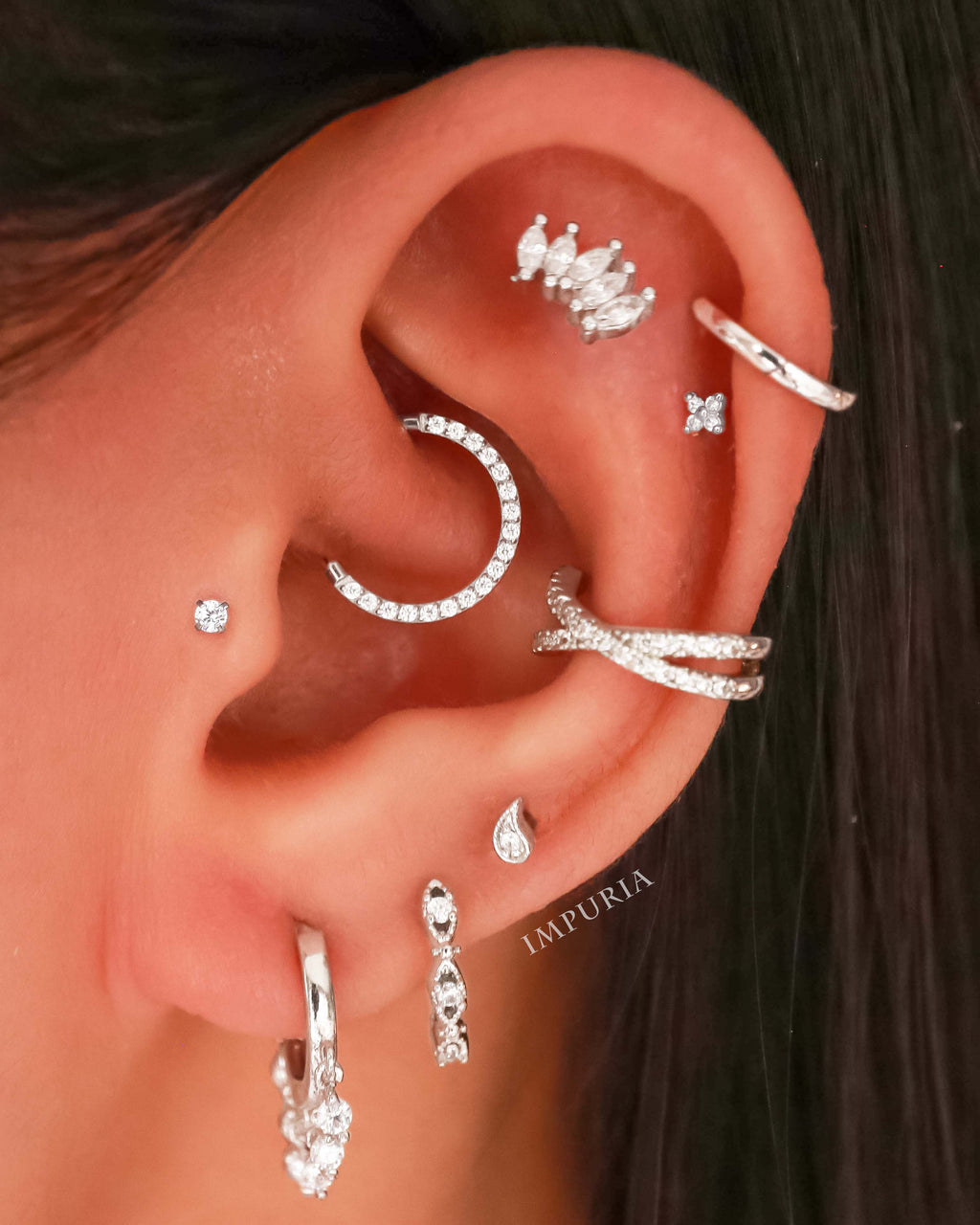 Rainn Teardrop Crystal Ear Piercing Earring Stud