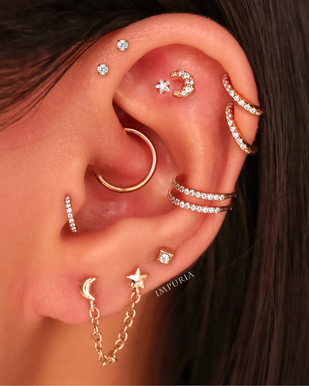 Sparkle Crystal Threaded Prong Ear Piercing Earring Stud Set