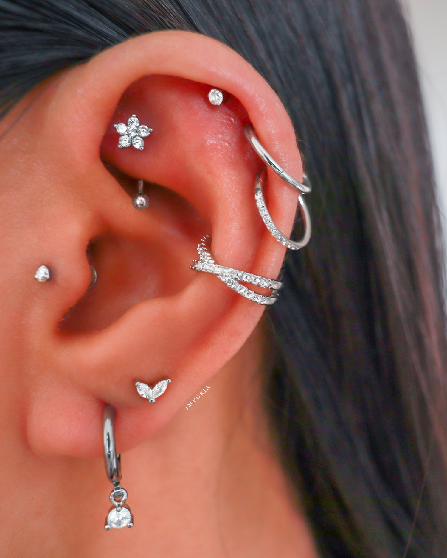 Olivia Crystal Pave Criss Cross X Ear Cuff Earring Set