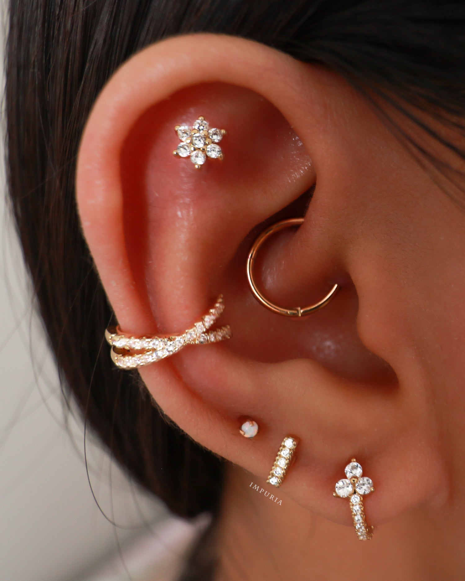 Olivia Crystal Pave Criss Cross X Ear Cuff Earring Set