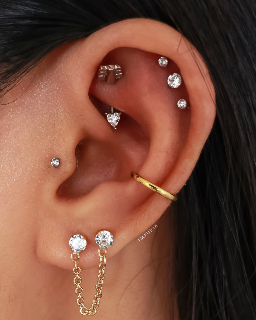 Sparkle Crystal Threaded Prong Ear Piercing Earring Stud Set