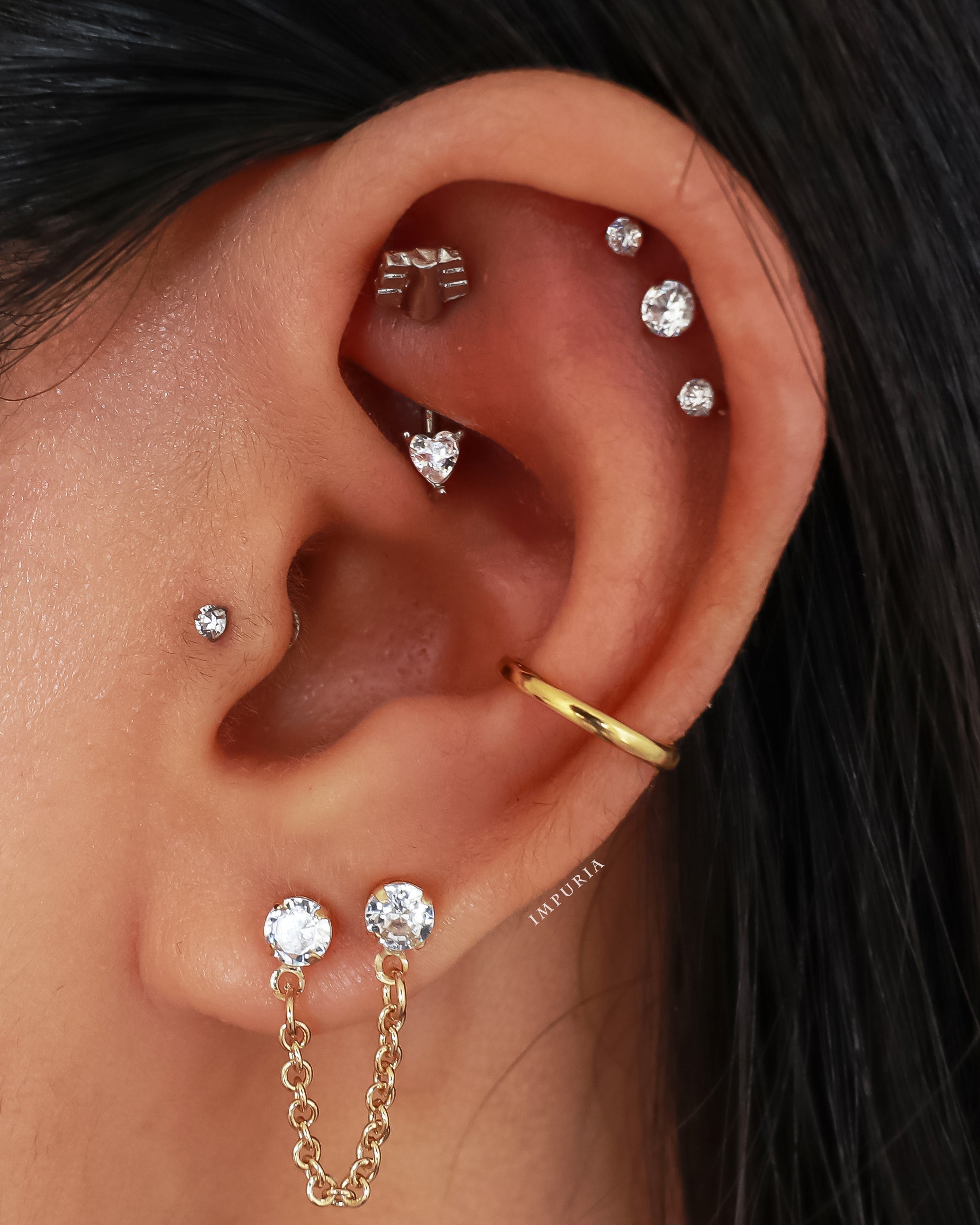 Sparkle Crystal Threaded Prong Ear Piercing Earring Stud Set