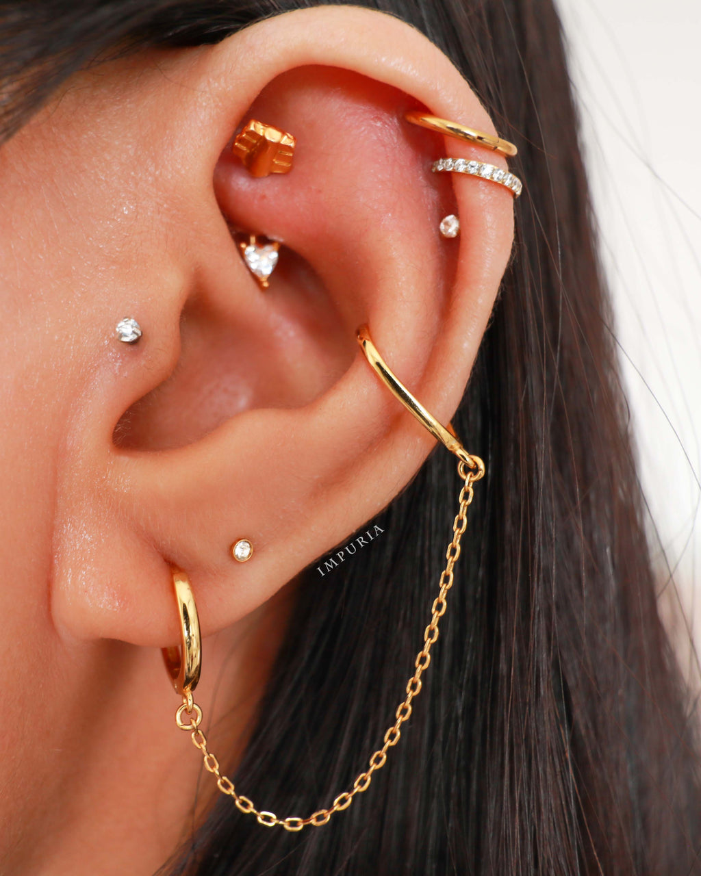 Cupid Heart Arrow Rook Ear Piercing Jewelry Curved Barbell