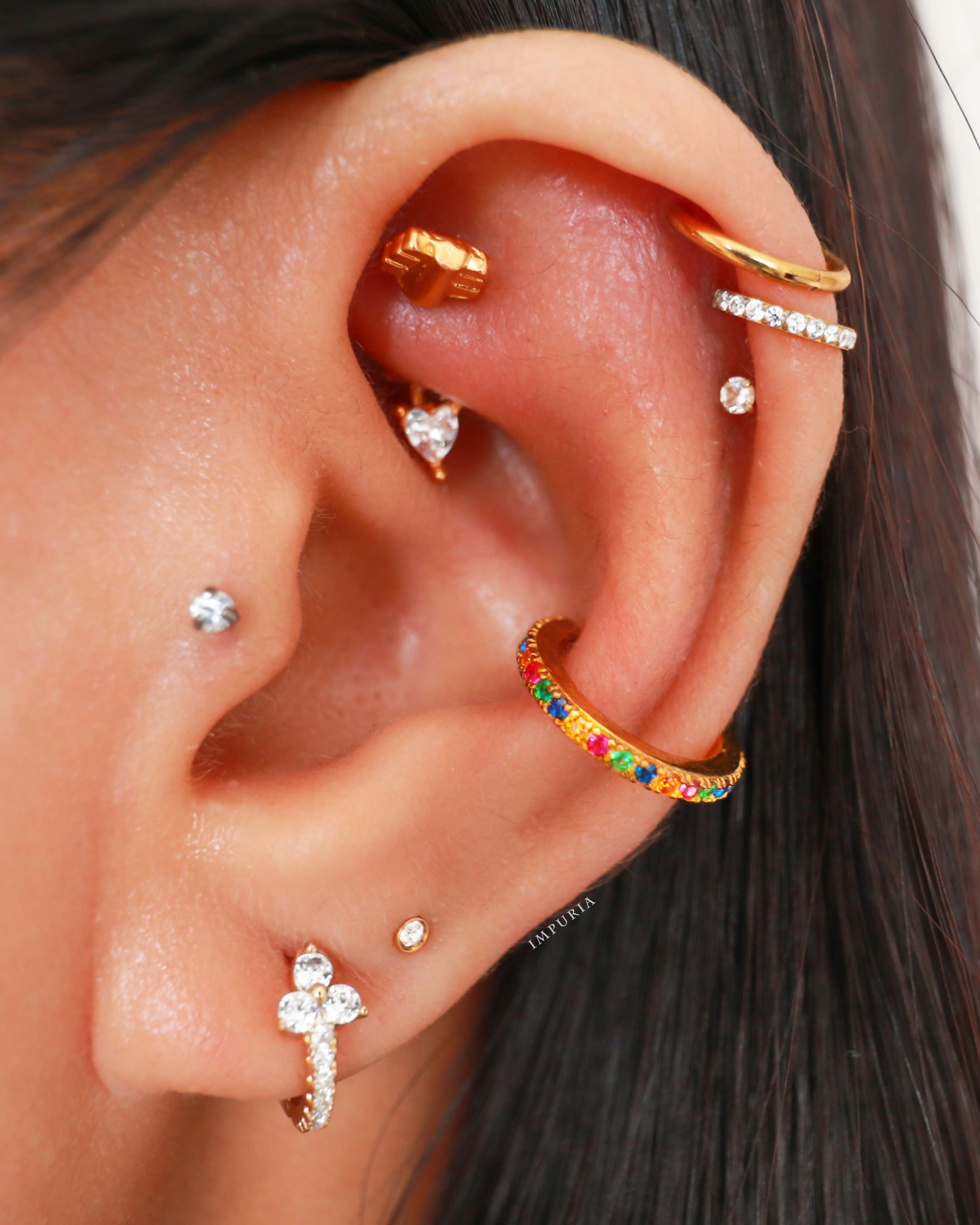 Eternity Crystal 14K Gold Ear Piercing Stud