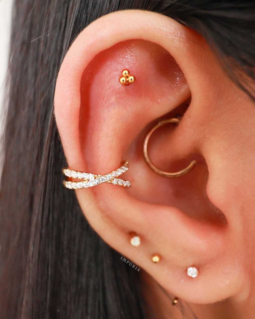 Olivia Crystal Pave Criss Cross X Ear Cuff Earring Set