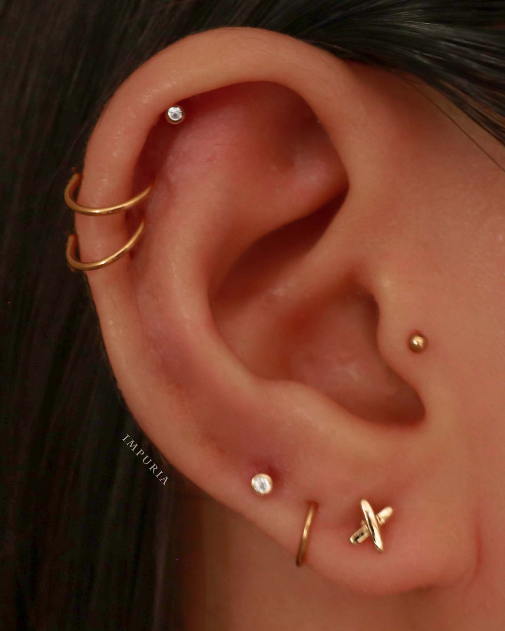 Em Minimalist Polished Ball Hoop Ring Earrings