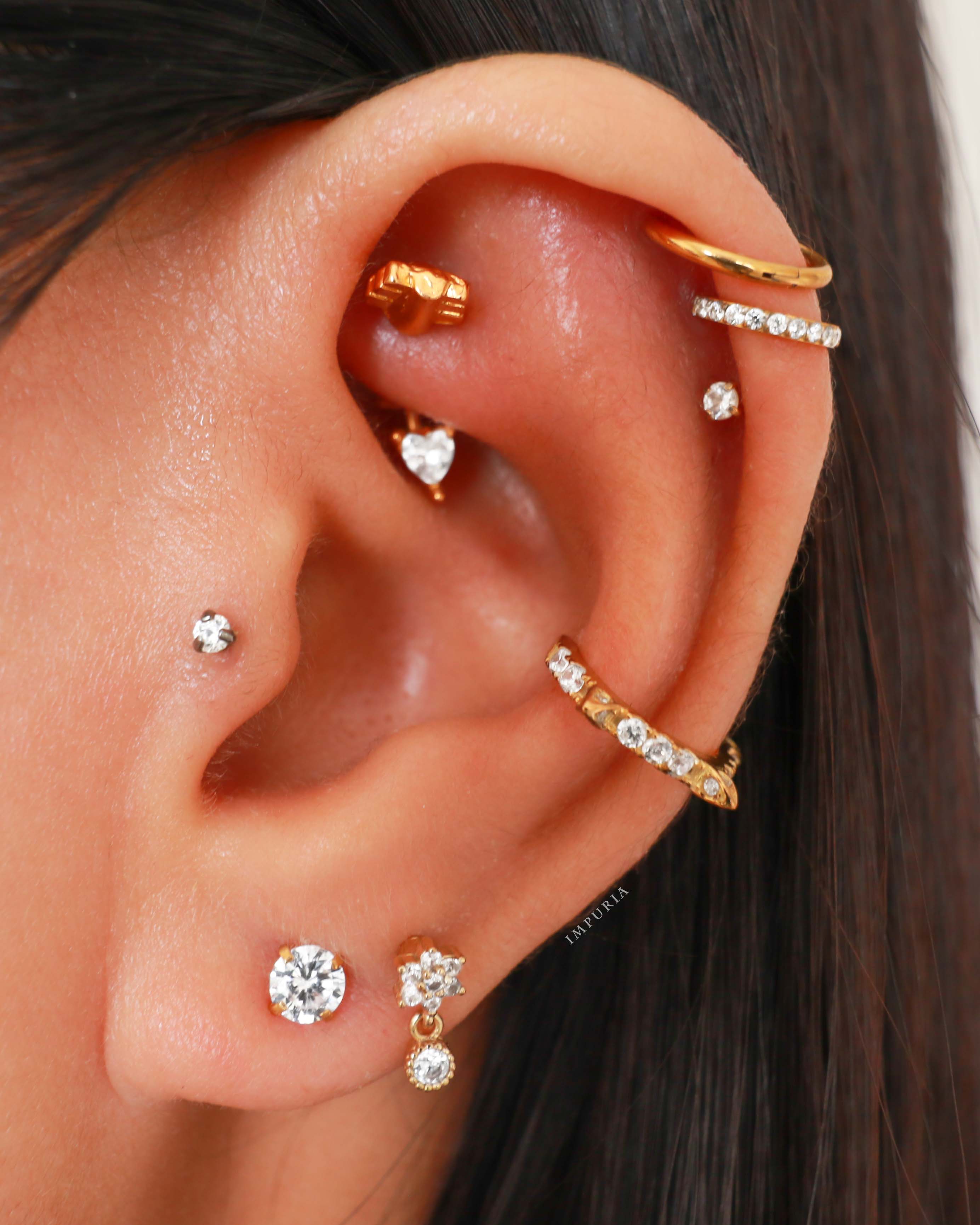 Eternity Crystal 14K Gold Ear Piercing Stud